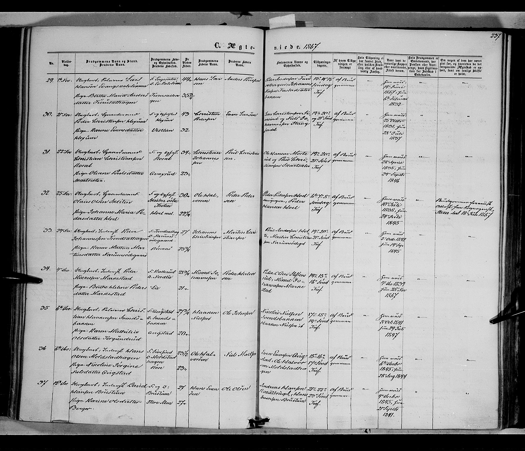 Vestre Toten prestekontor, AV/SAH-PREST-108/H/Ha/Haa/L0007: Parish register (official) no. 7, 1862-1869, p. 237