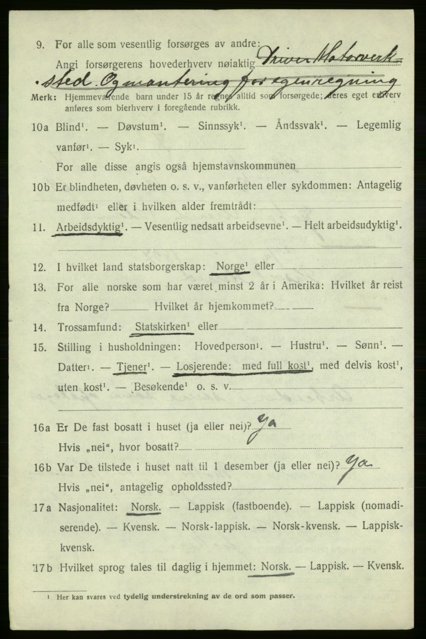 SATØ, 1920 census for Hasvik, 1920, p. 3036