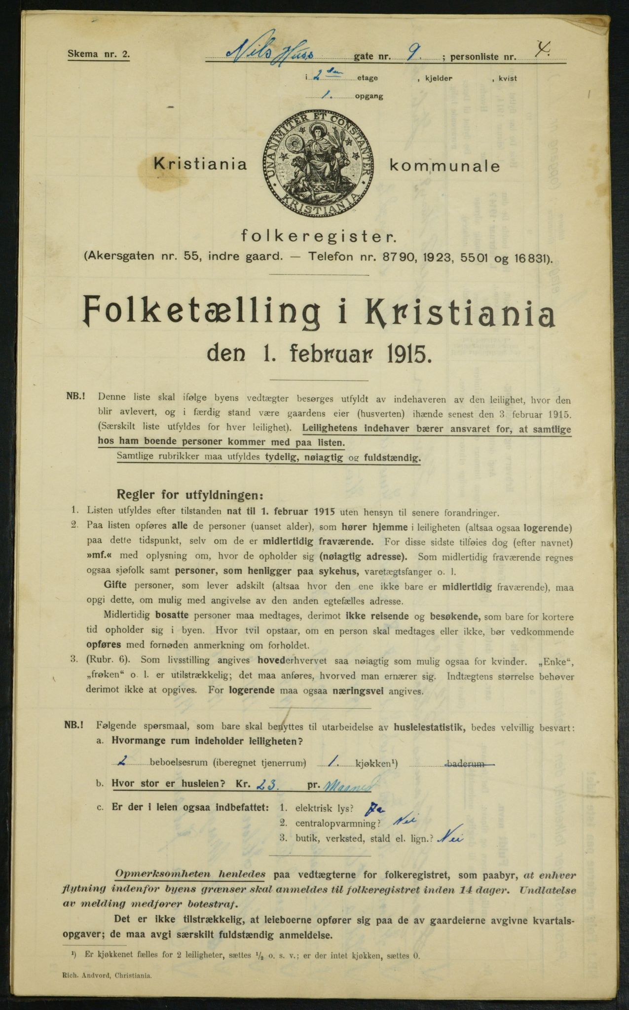 OBA, Municipal Census 1915 for Kristiania, 1915, p. 70385