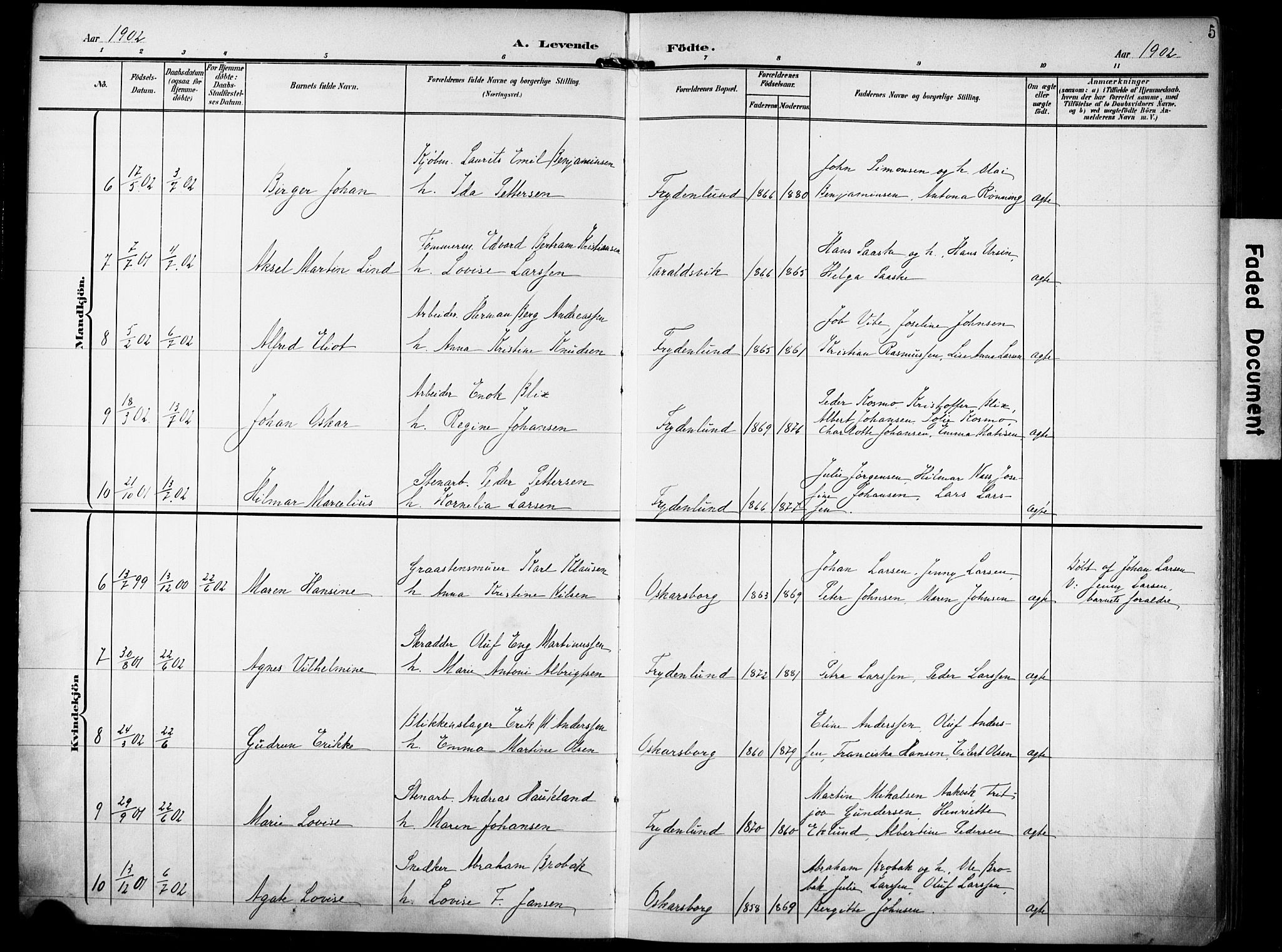 Ministerialprotokoller, klokkerbøker og fødselsregistre - Nordland, AV/SAT-A-1459/871/L0994: Parish register (official) no. 871A10, 1902-1910, p. 5