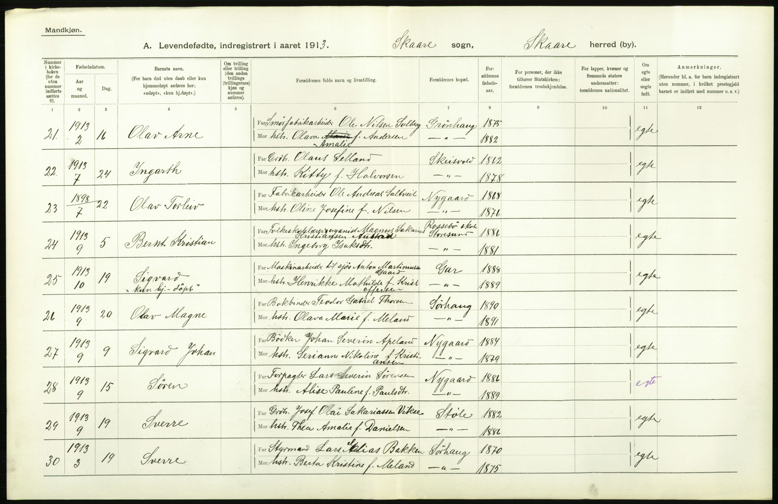 Statistisk sentralbyrå, Sosiodemografiske emner, Befolkning, AV/RA-S-2228/D/Df/Dfb/Dfbc/L0025: Stavanger amt: Levendefødte menn og kvinner. Bygder., 1913, p. 88
