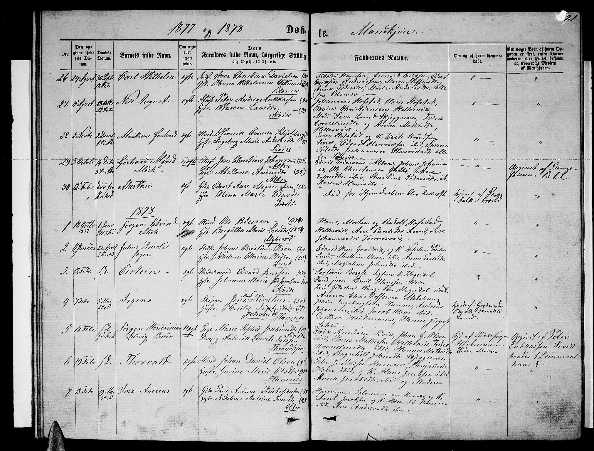 Ministerialprotokoller, klokkerbøker og fødselsregistre - Nordland, SAT/A-1459/830/L0461: Parish register (copy) no. 830C03, 1866-1881, p. 21