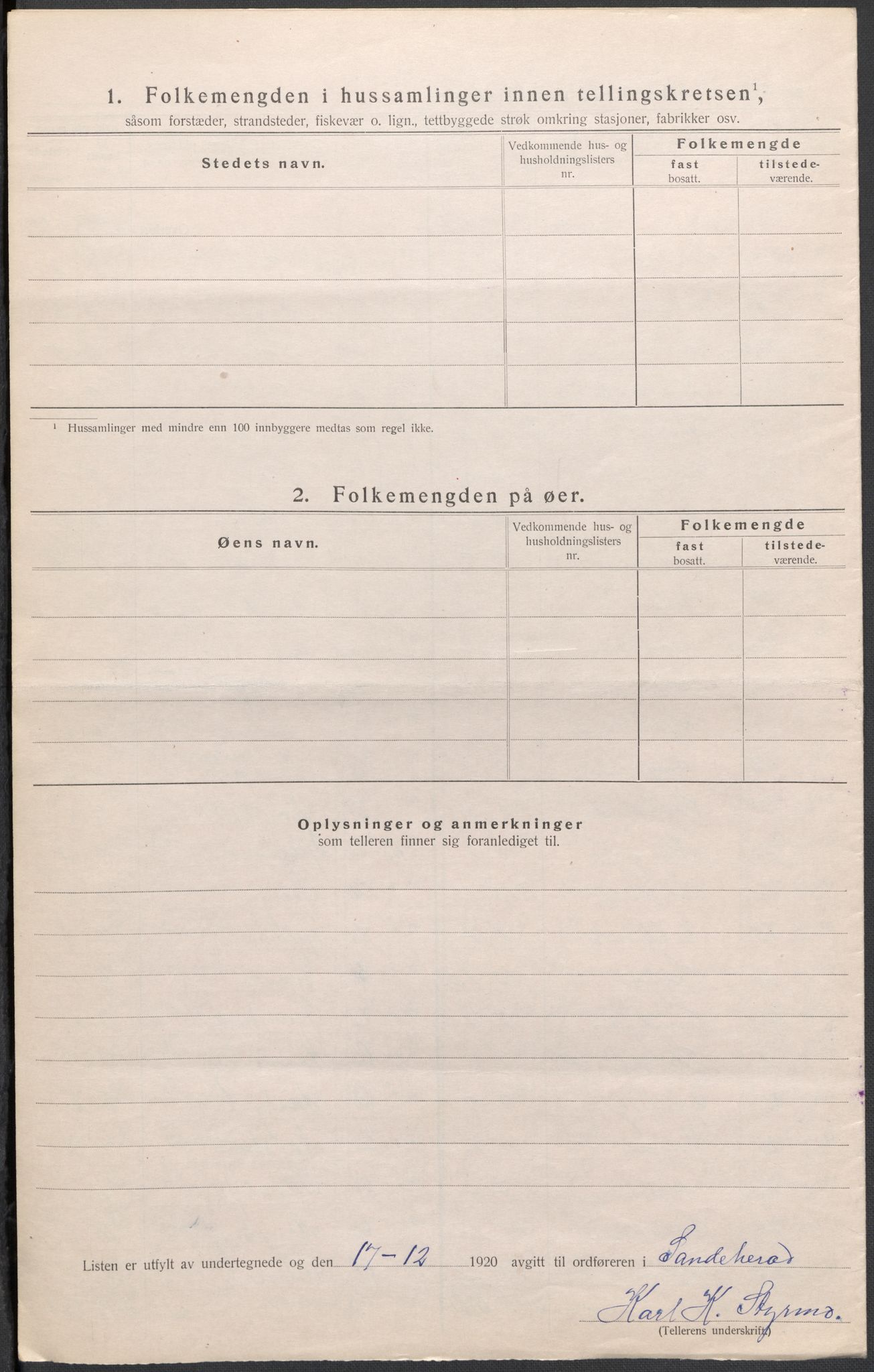 SAKO, 1920 census for Sandeherred, 1920, p. 53