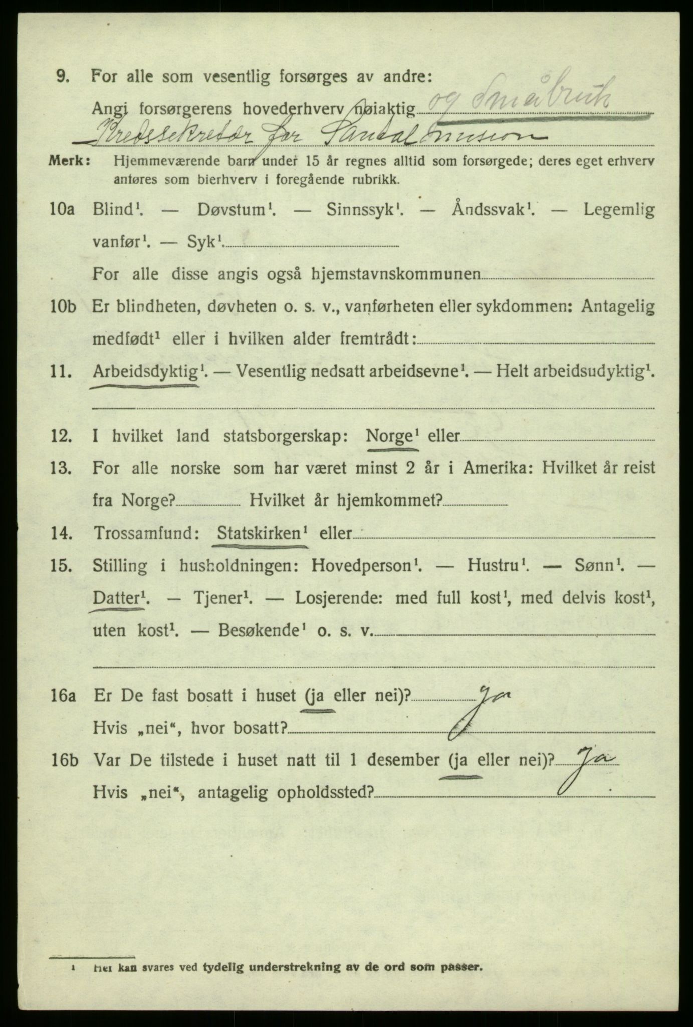 SAB, 1920 census for Bruvik, 1920, p. 4905