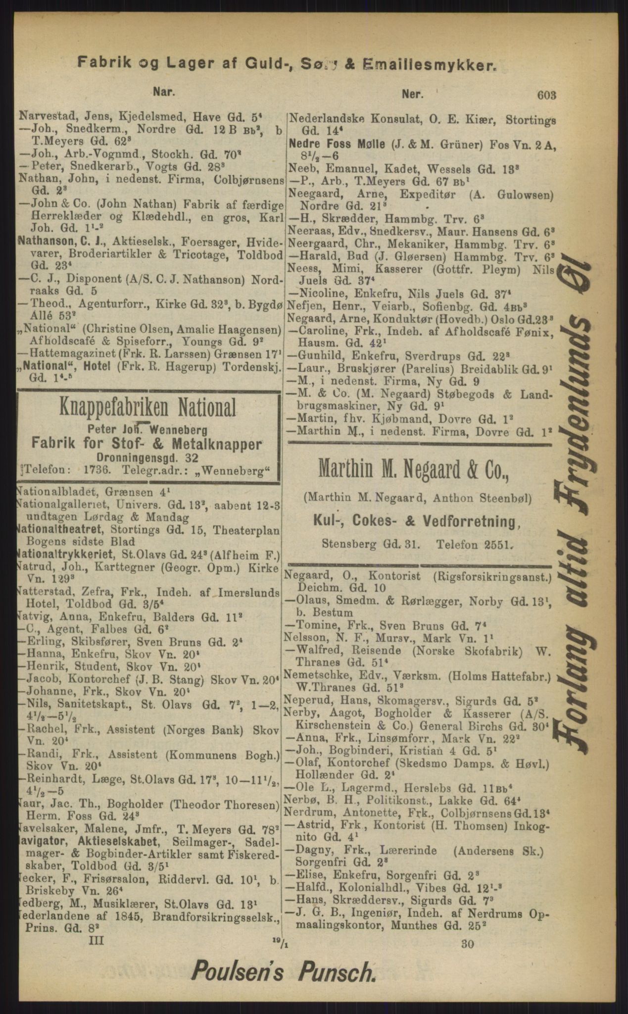 Kristiania/Oslo adressebok, PUBL/-, 1903, p. 603