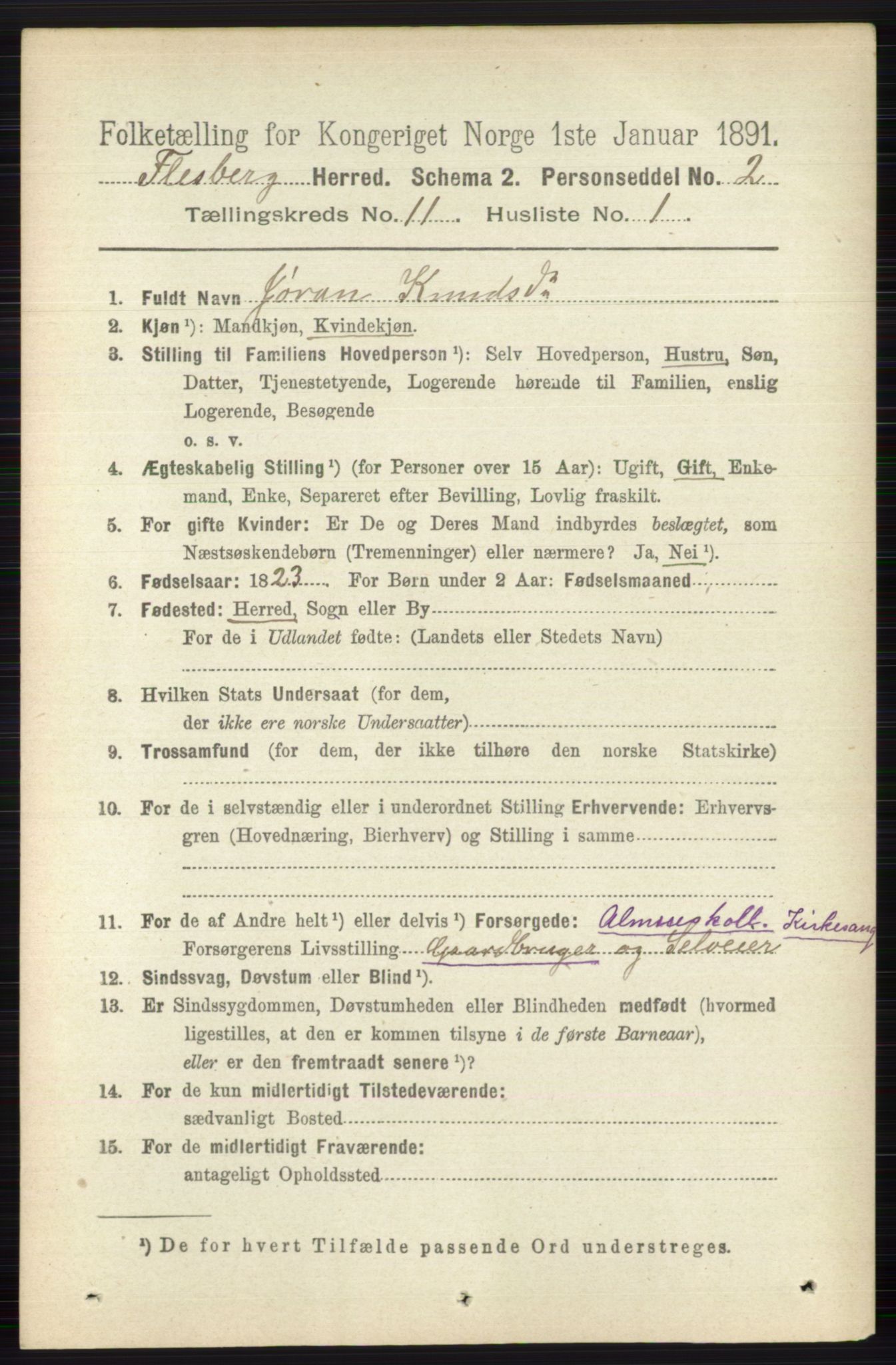 RA, 1891 census for 0631 Flesberg, 1891, p. 1776