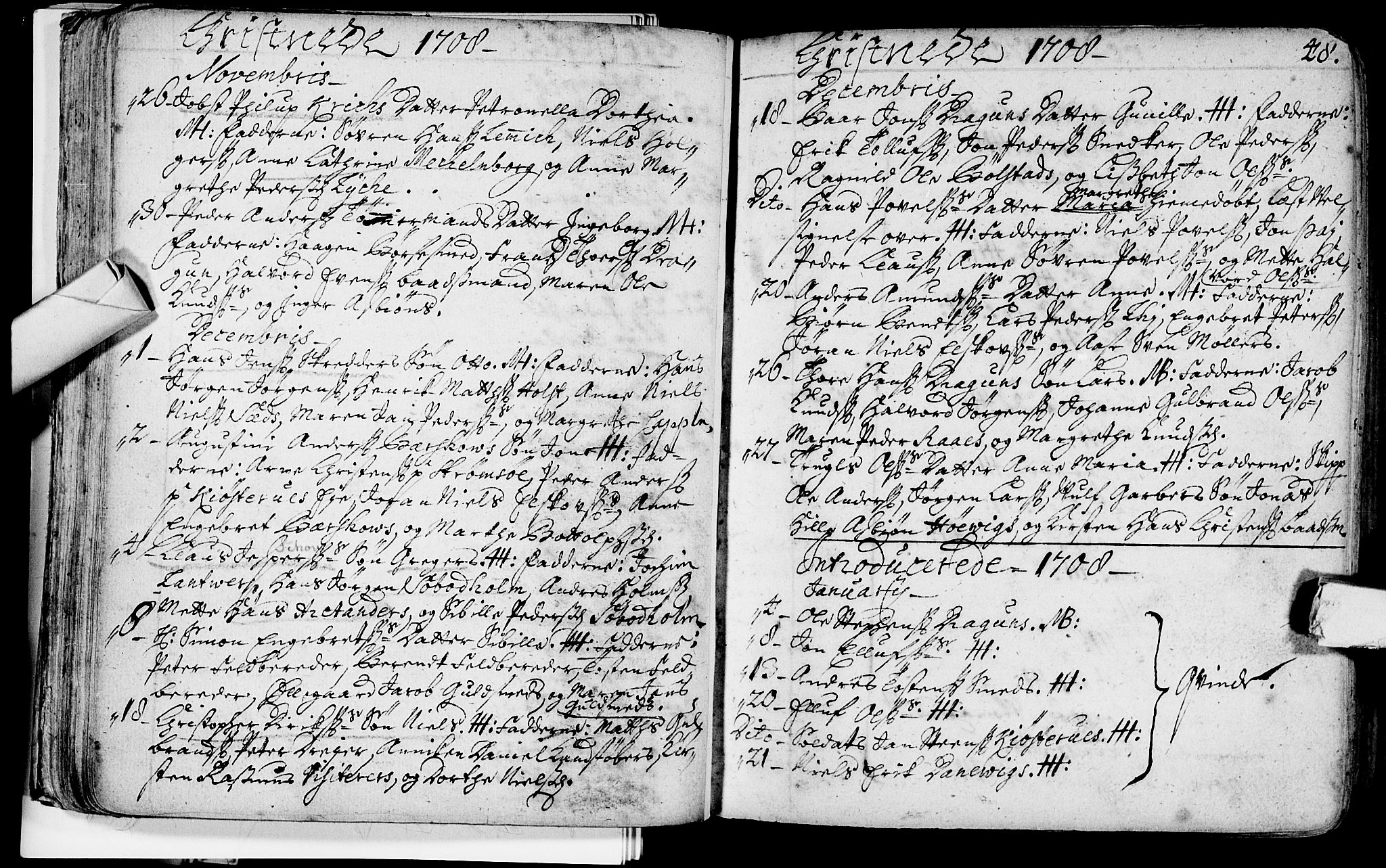 Bragernes kirkebøker, AV/SAKO-A-6/F/Fa/L0003: Parish register (official) no. I 3, 1706-1734, p. 48