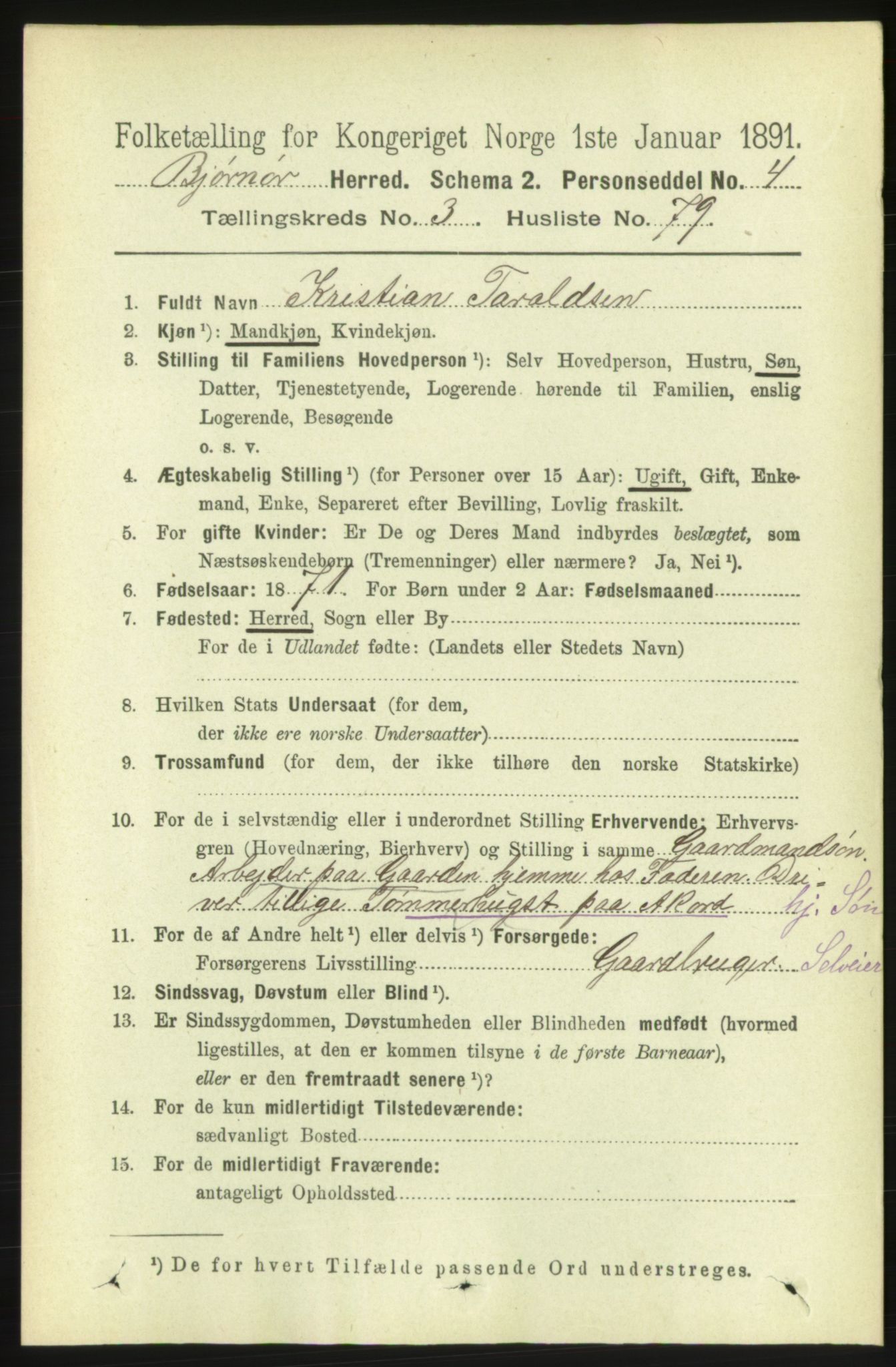 RA, 1891 census for 1632 Bjørnør, 1891, p. 1737