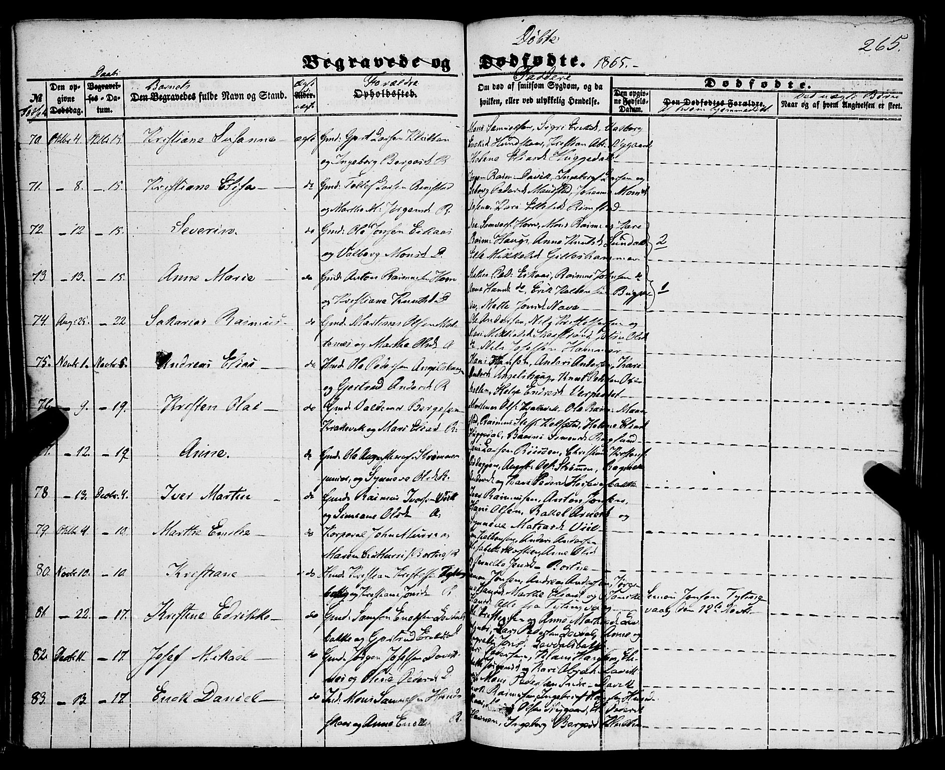 Davik sokneprestembete, SAB/A-79701/H/Haa/Haaa/L0005: Parish register (official) no. A 5, 1850-1866, p. 265