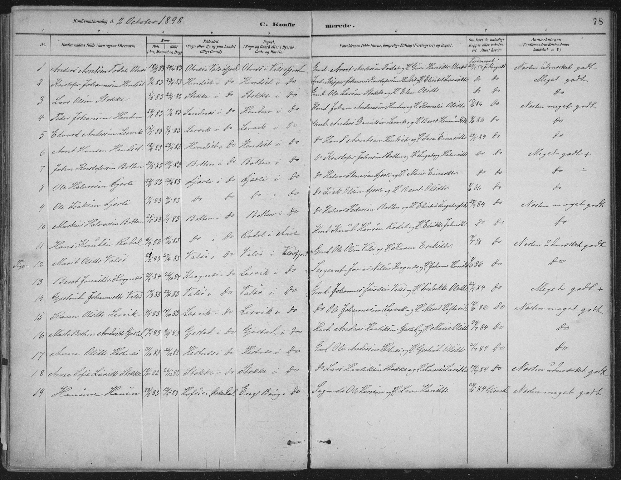 Ministerialprotokoller, klokkerbøker og fødselsregistre - Møre og Romsdal, AV/SAT-A-1454/580/L0925: Parish register (official) no. 580A02, 1888-1913, p. 78