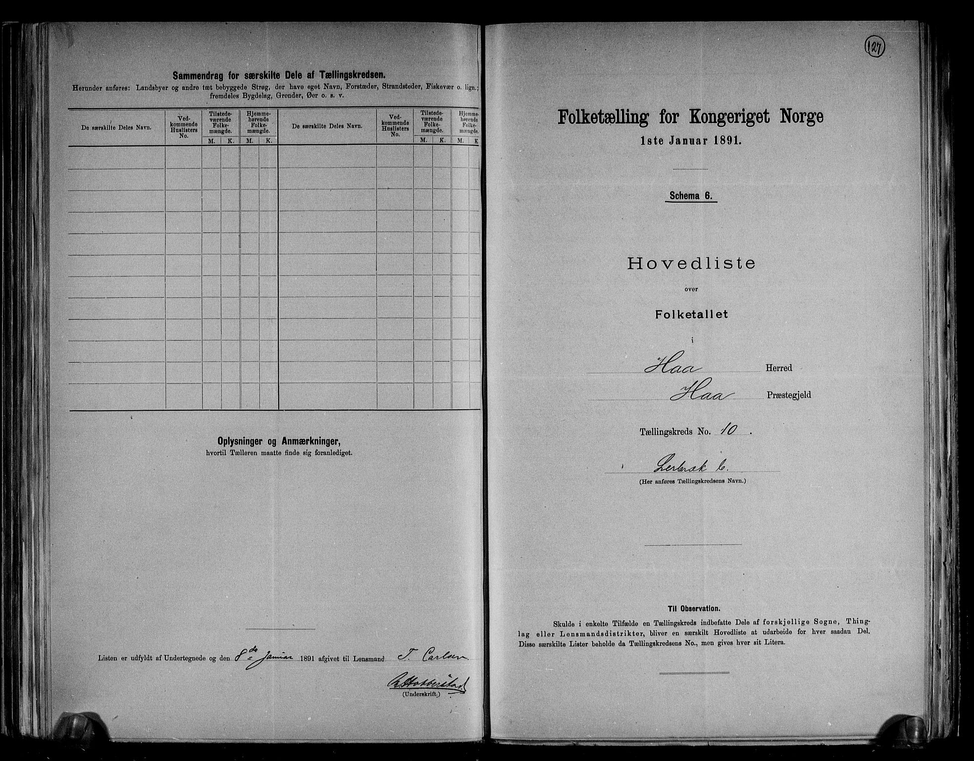 RA, 1891 census for 1119 Hå, 1891, p. 24