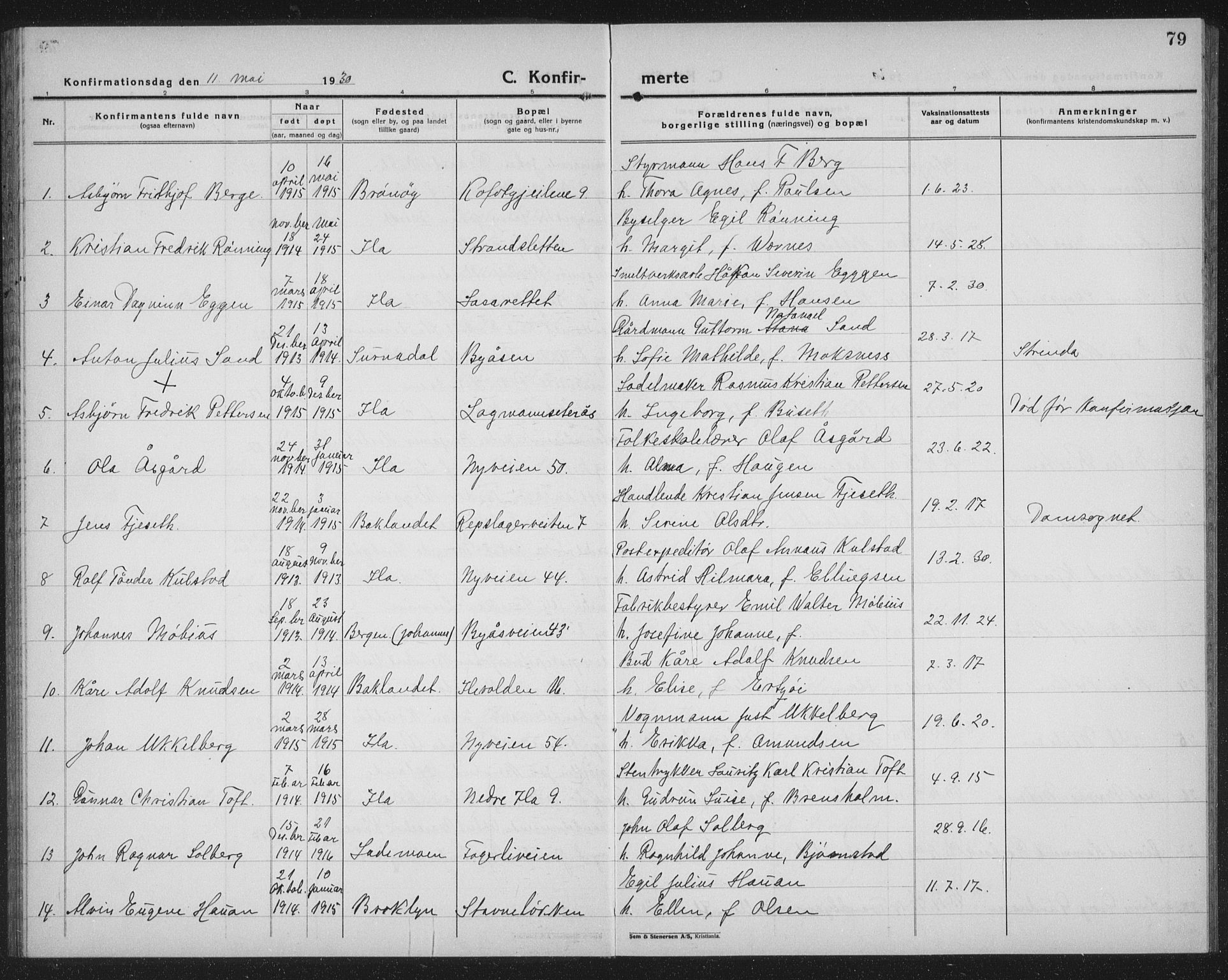 Ministerialprotokoller, klokkerbøker og fødselsregistre - Sør-Trøndelag, SAT/A-1456/603/L0175: Parish register (copy) no. 603C03, 1923-1941, p. 79