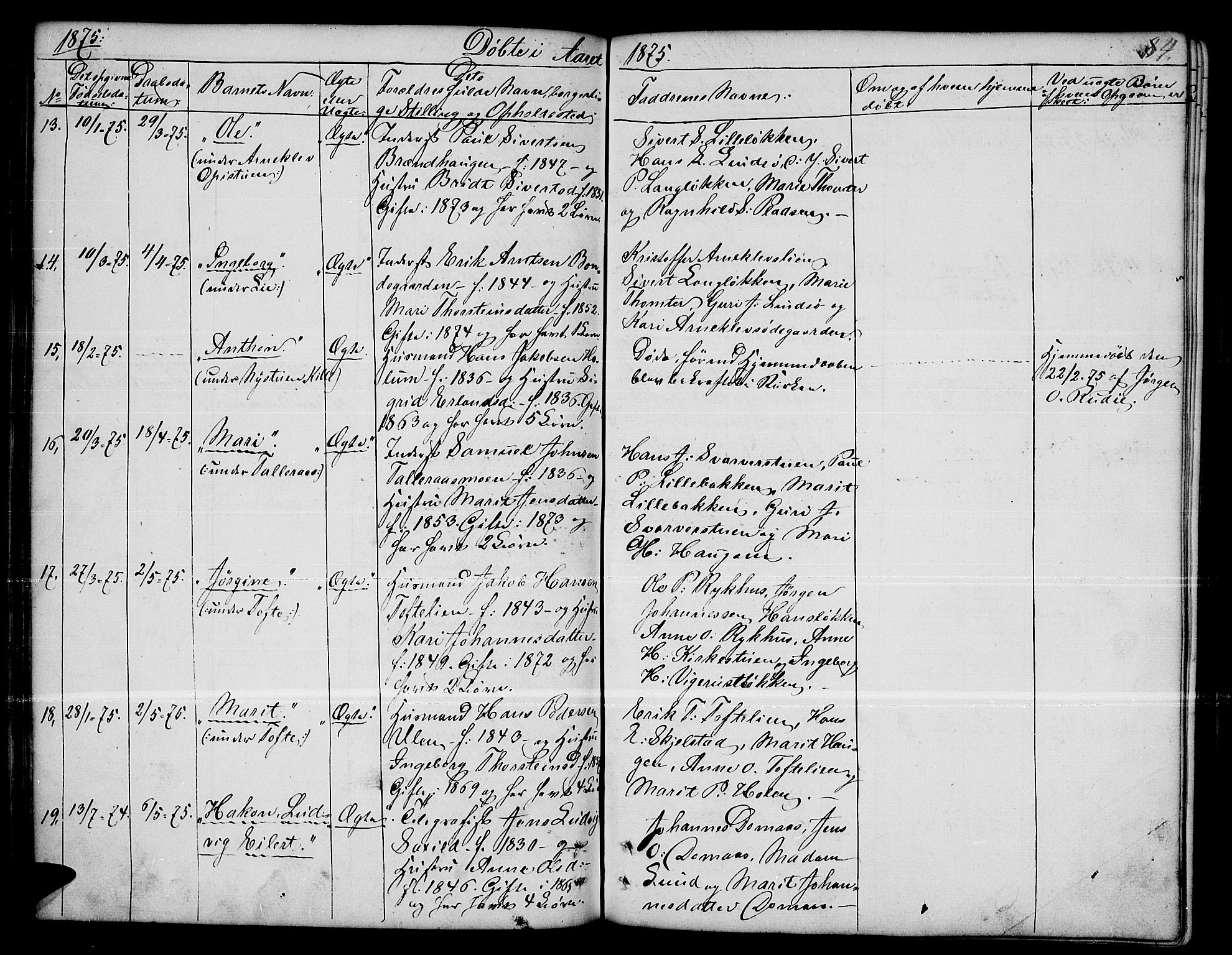 Dovre prestekontor, SAH/PREST-066/H/Ha/Hab/L0001: Parish register (copy) no. 1, 1862-1880, p. 84