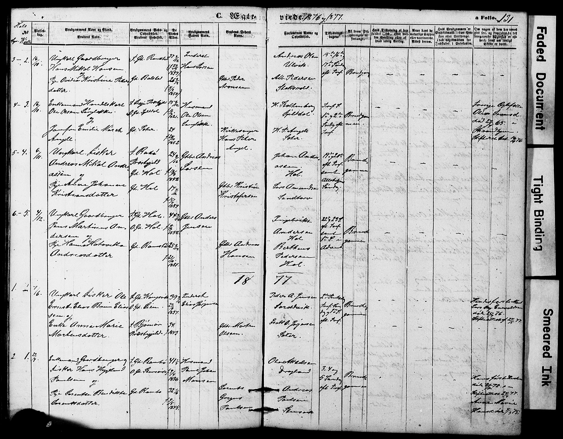 Ministerialprotokoller, klokkerbøker og fødselsregistre - Nordland, AV/SAT-A-1459/865/L0930: Parish register (copy) no. 865C02, 1866-1884, p. 131