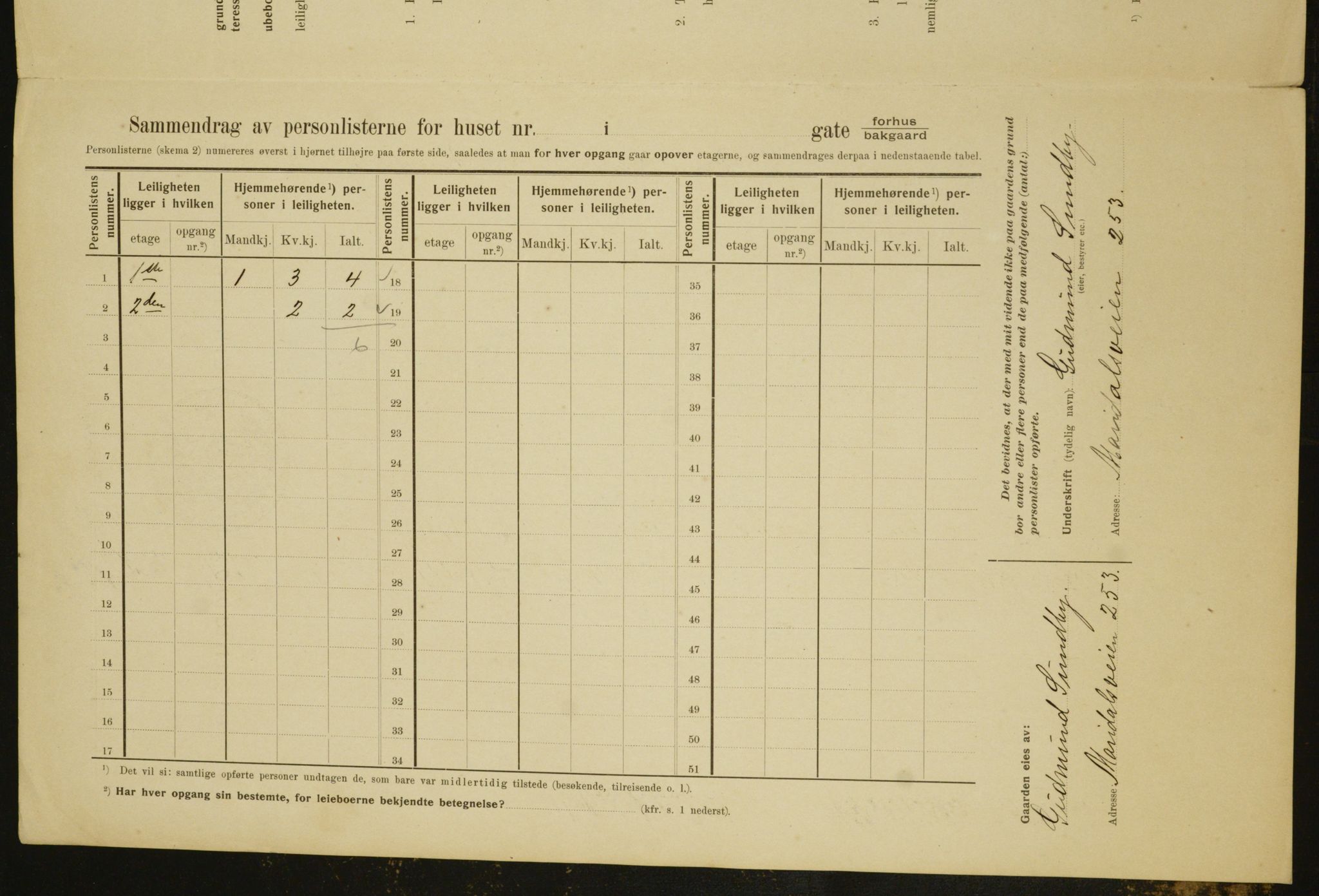 OBA, Municipal Census 1910 for Kristiania, 1910, p. 60729