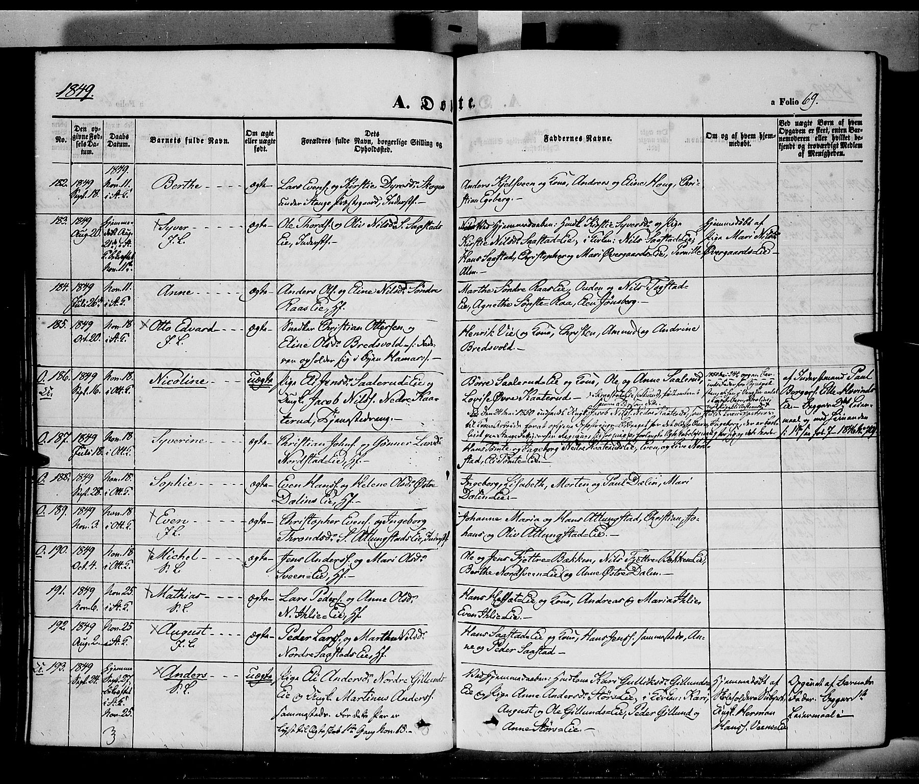 Stange prestekontor, SAH/PREST-002/K/L0011: Parish register (official) no. 11, 1846-1852, p. 69