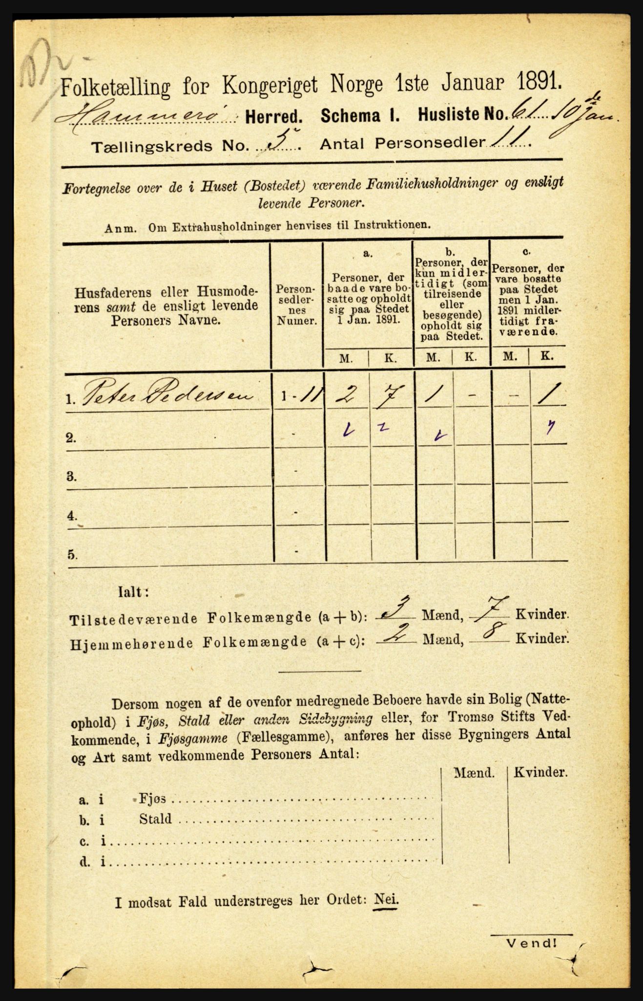 RA, 1891 census for 1849 Hamarøy, 1891, p. 2468