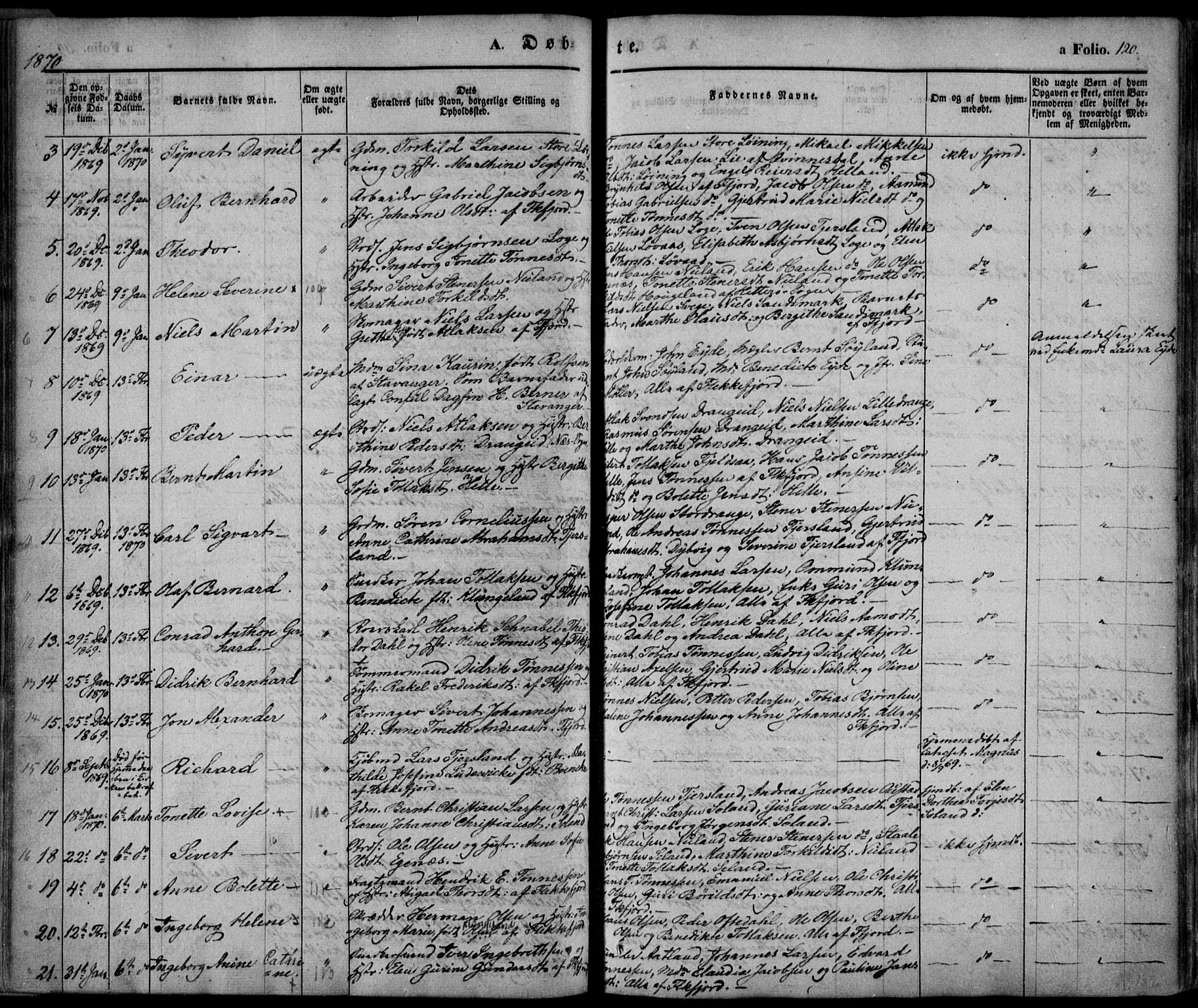 Flekkefjord sokneprestkontor, AV/SAK-1111-0012/F/Fa/Fac/L0005: Parish register (official) no. A 5, 1849-1875, p. 120