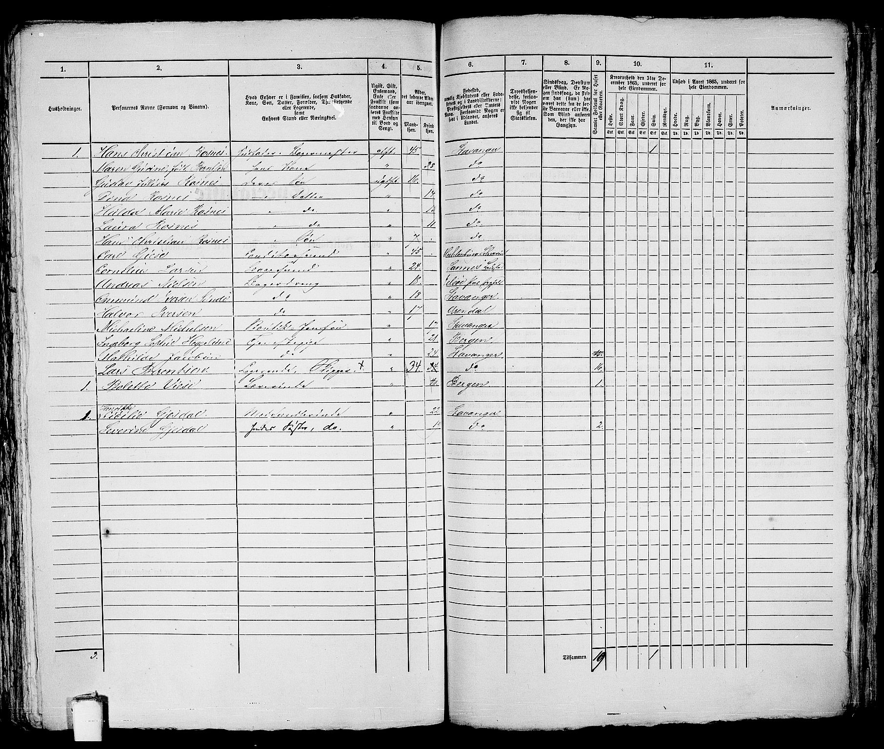 RA, 1865 census for Stavanger, 1865, p. 916