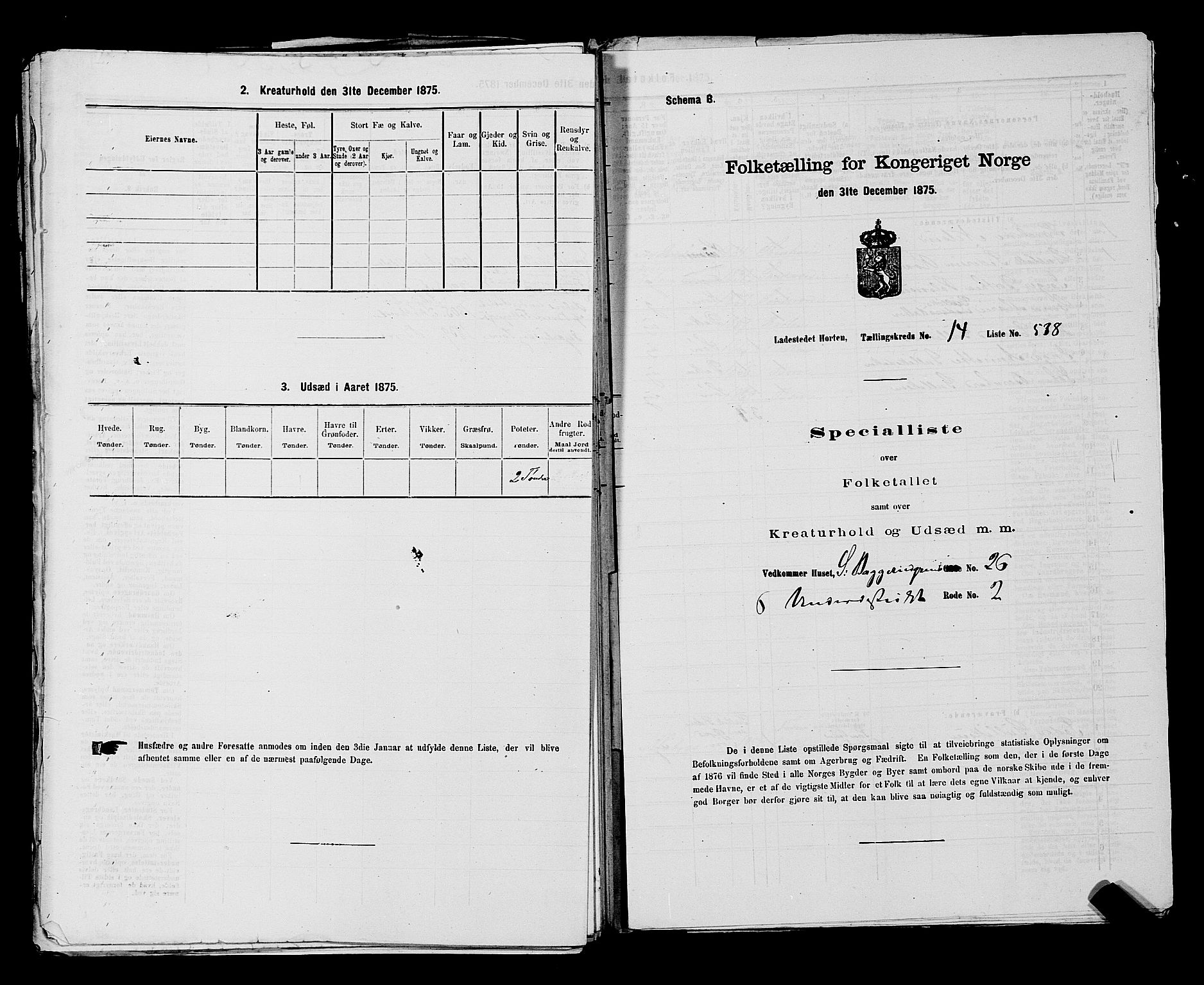 SAKO, 1875 census for 0703P Horten, 1875, p. 1197