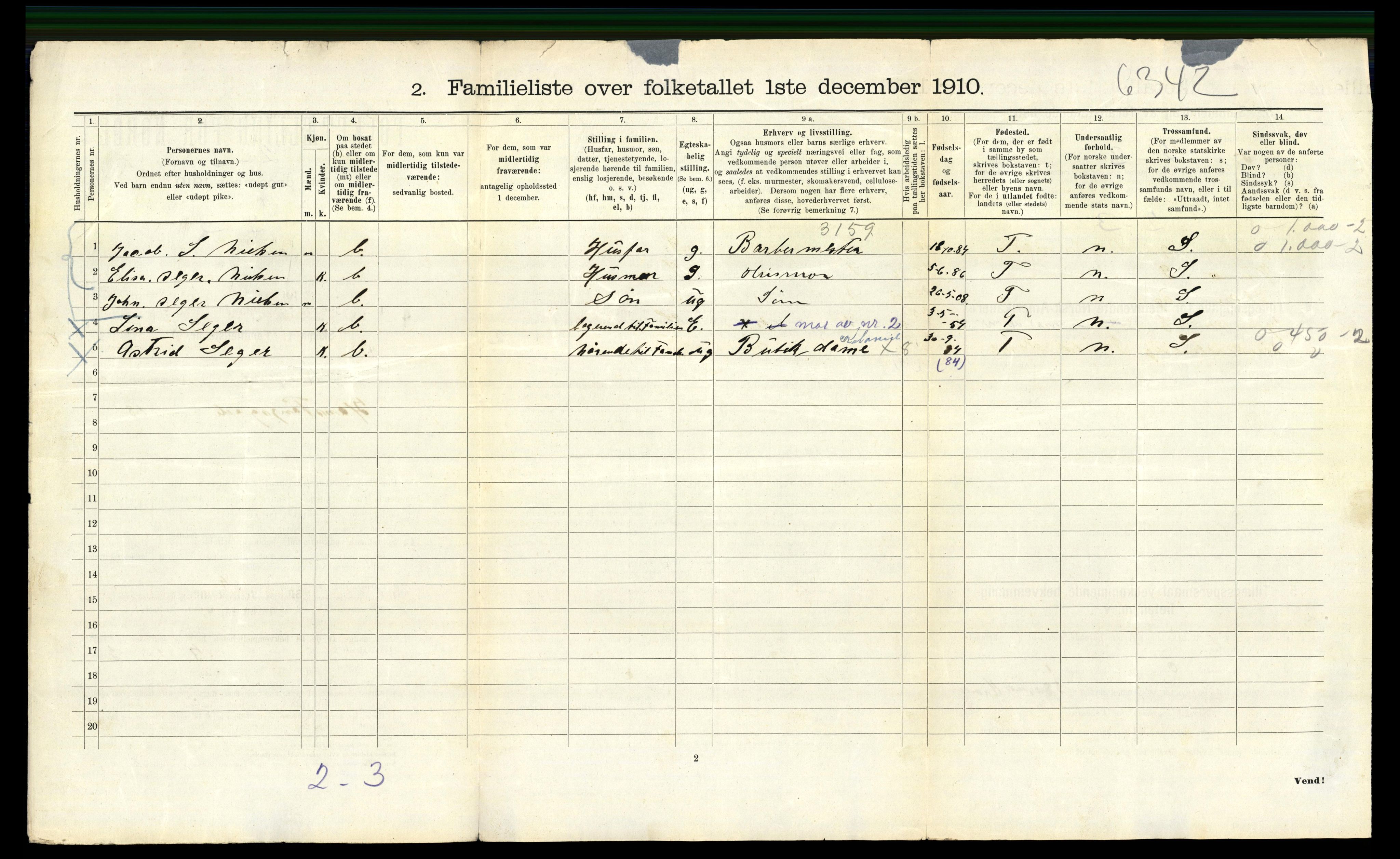 RA, 1910 census for Bergen, 1910, p. 7406