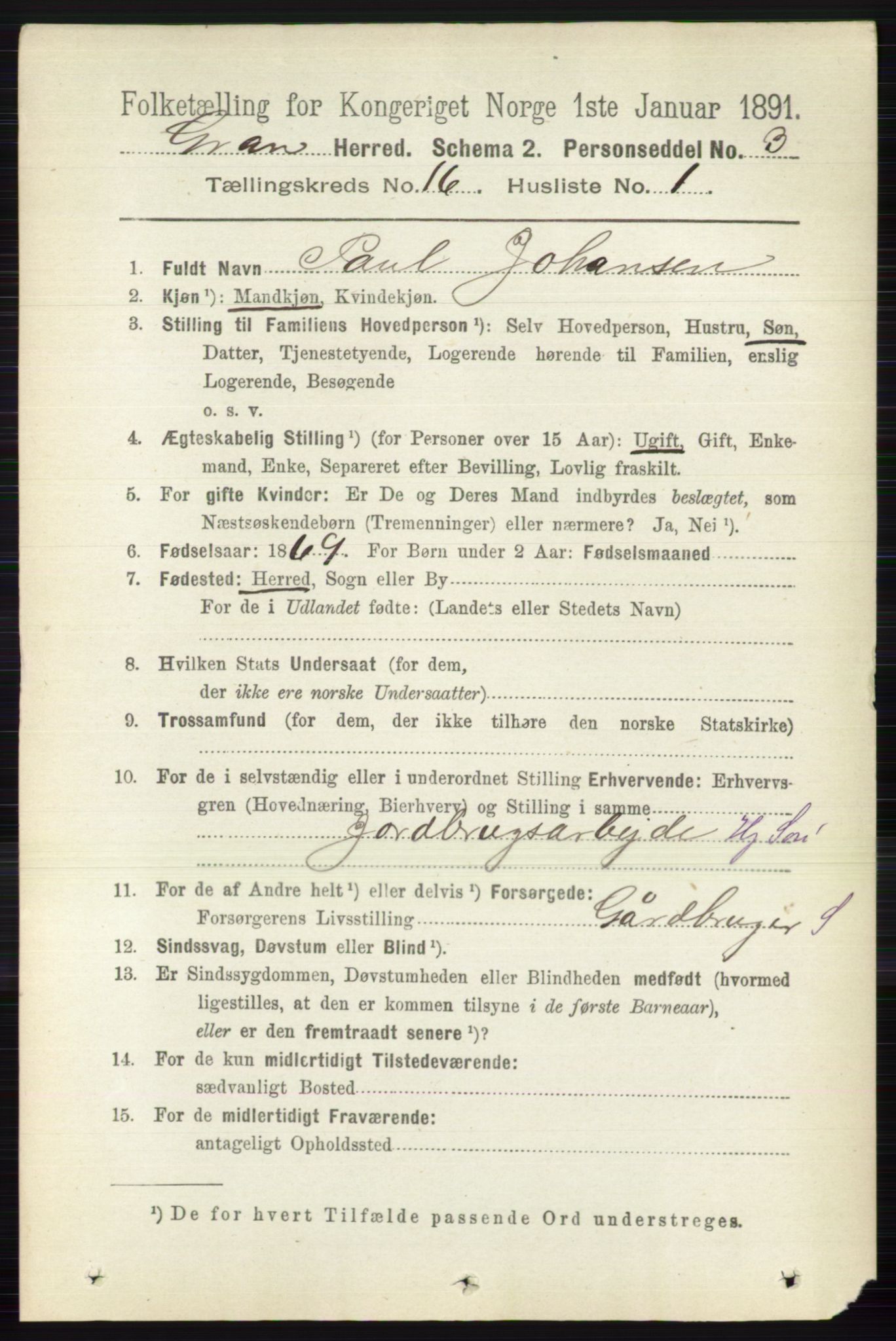 RA, 1891 census for 0534 Gran, 1891, p. 8106