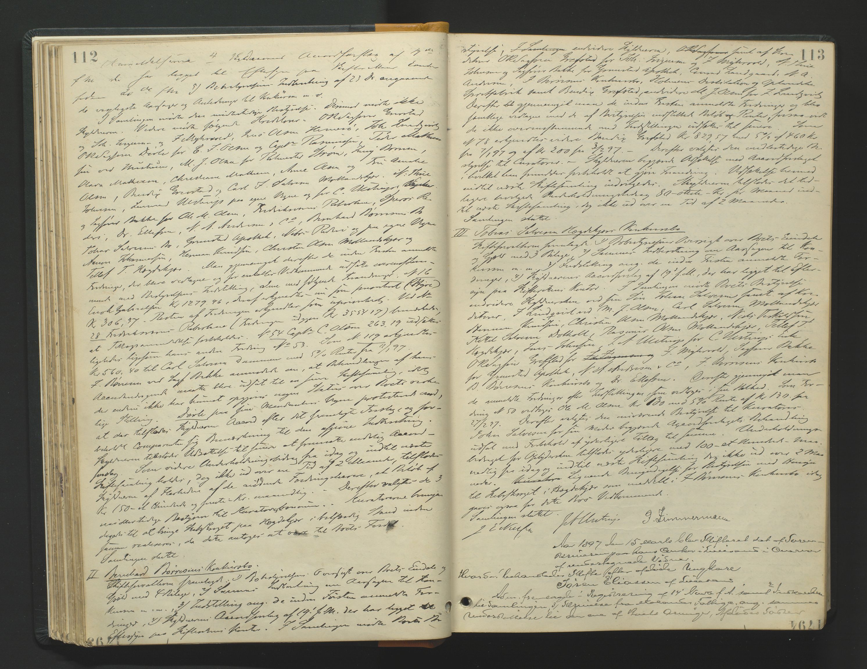 Vestre Nedenes/Sand sorenskriveri, AV/SAK-1221-0010/H/Hc/L0007: Skifteforhandlingsprotokoll nr. 5, 1894-1916, p. 112-113