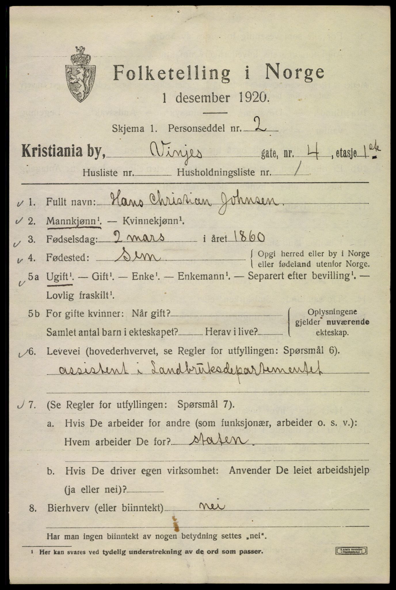 SAO, 1920 census for Kristiania, 1920, p. 636793