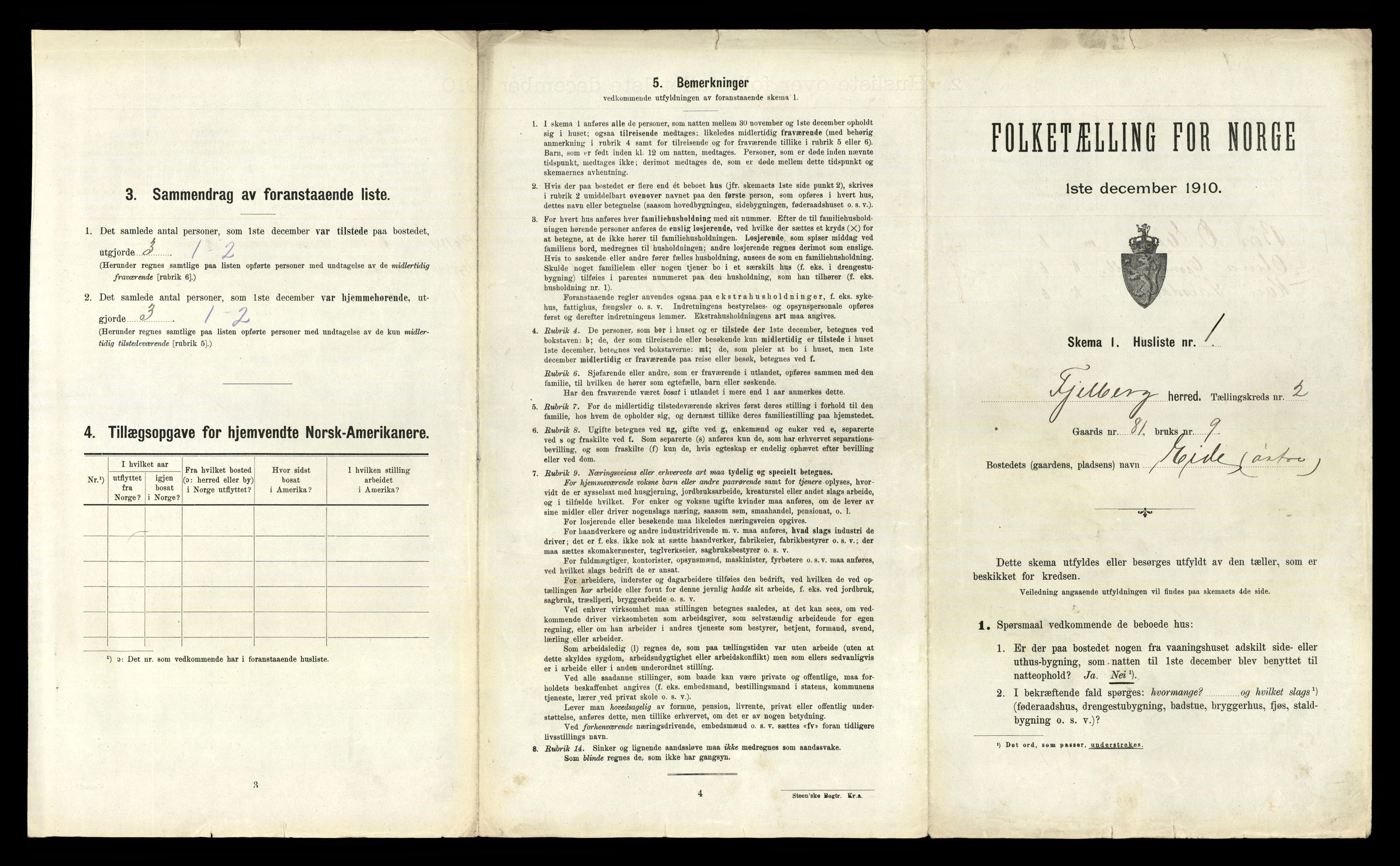 RA, 1910 census for Fjelberg, 1910, p. 157