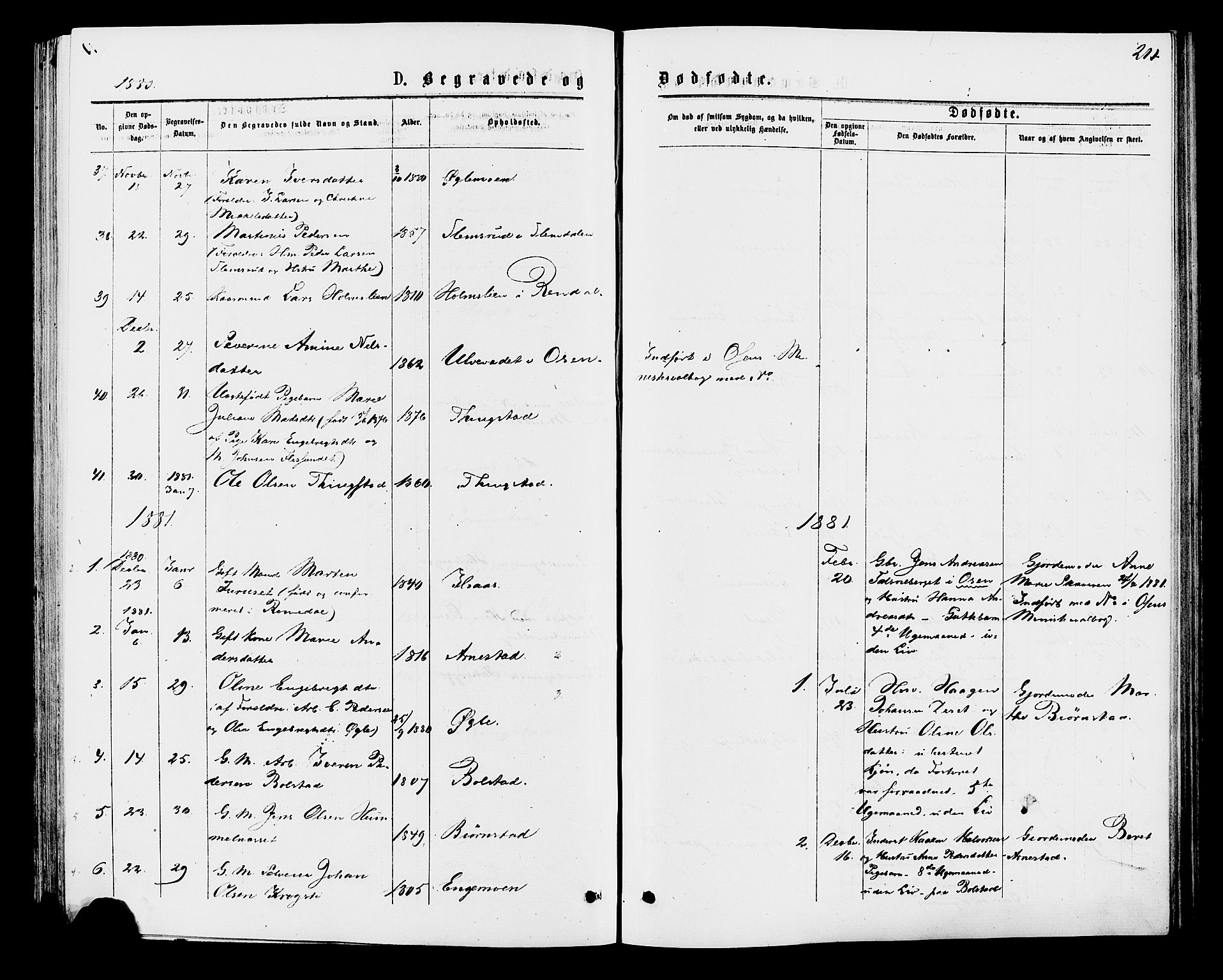 Åmot prestekontor, Hedmark, AV/SAH-PREST-056/H/Ha/Haa/L0009: Parish register (official) no. 9, 1875-1883, p. 211