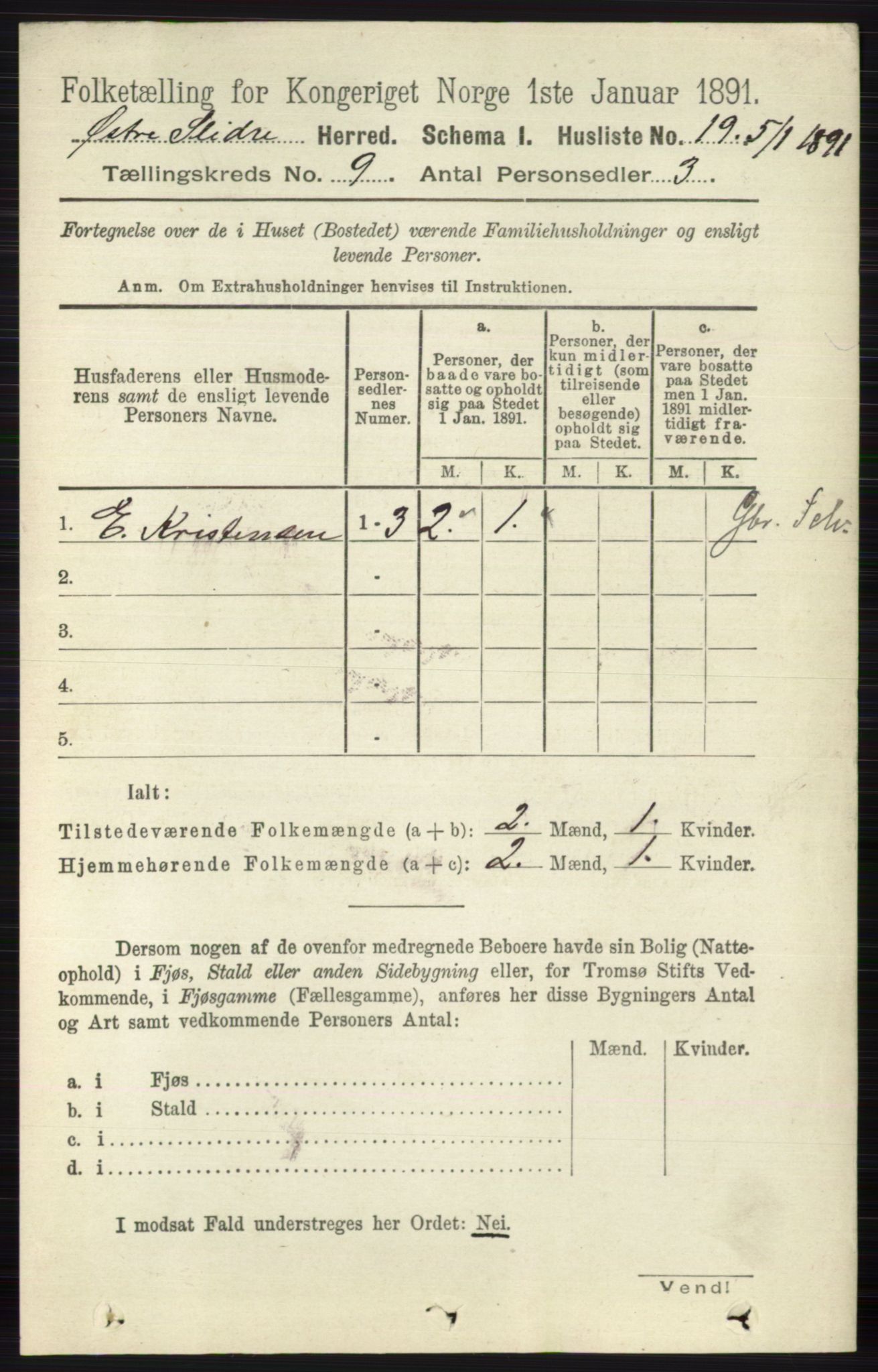 RA, 1891 census for 0544 Øystre Slidre, 1891, p. 3034