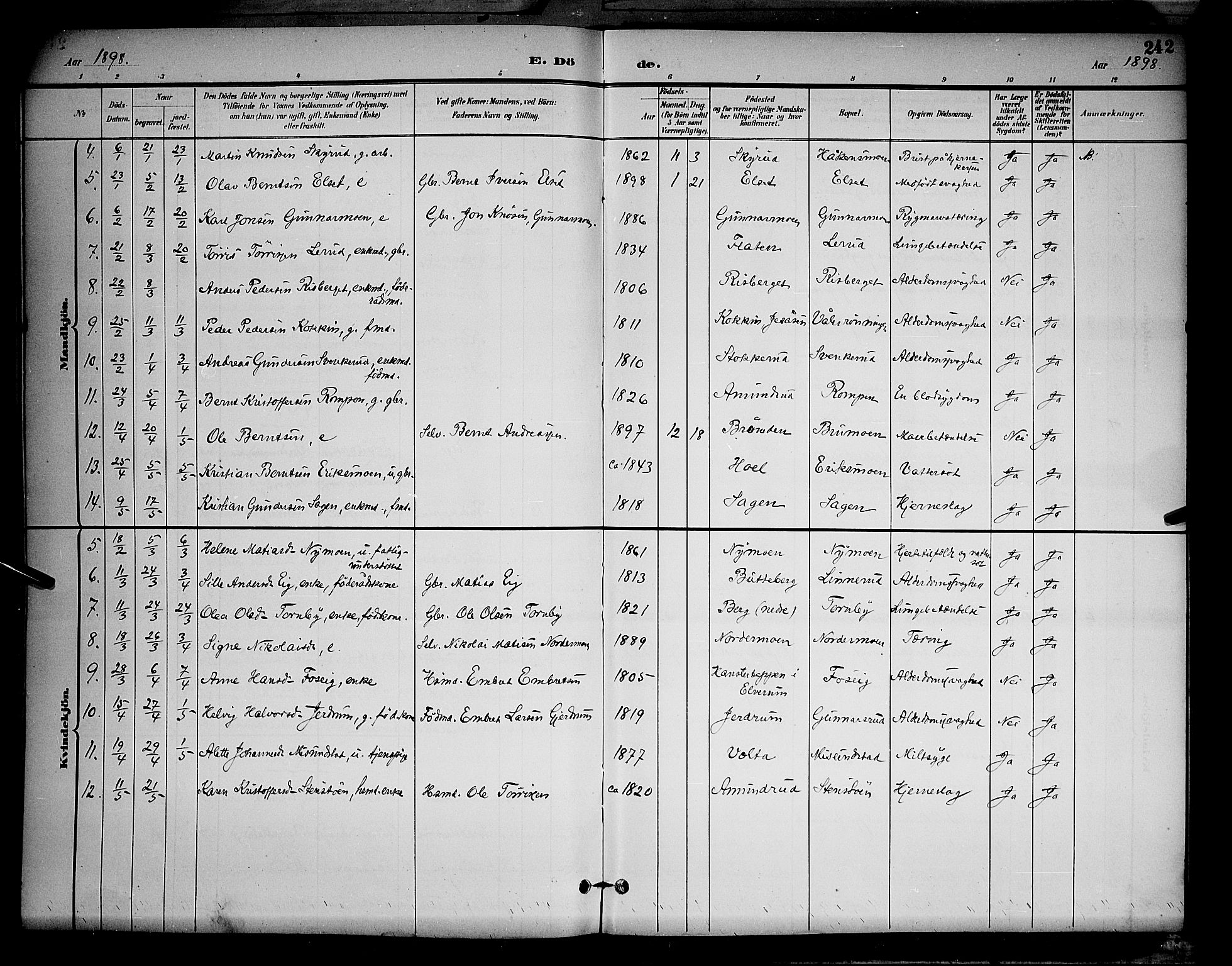 Våler prestekontor, Hedmark, AV/SAH-PREST-040/H/Ha/Hab/L0001: Parish register (copy) no. 1, 1894-1904, p. 242