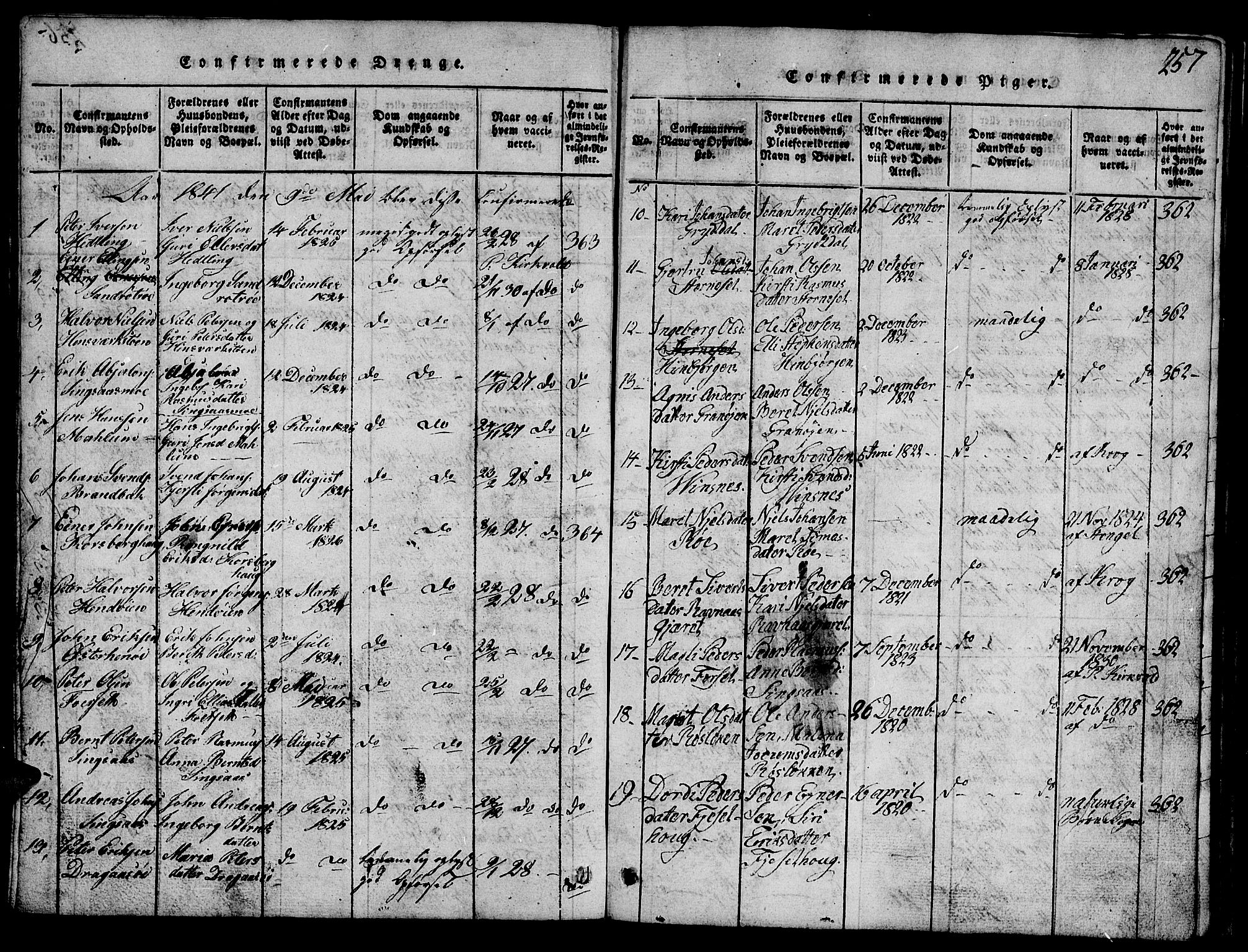 Ministerialprotokoller, klokkerbøker og fødselsregistre - Sør-Trøndelag, SAT/A-1456/688/L1026: Parish register (copy) no. 688C01, 1817-1860, p. 257