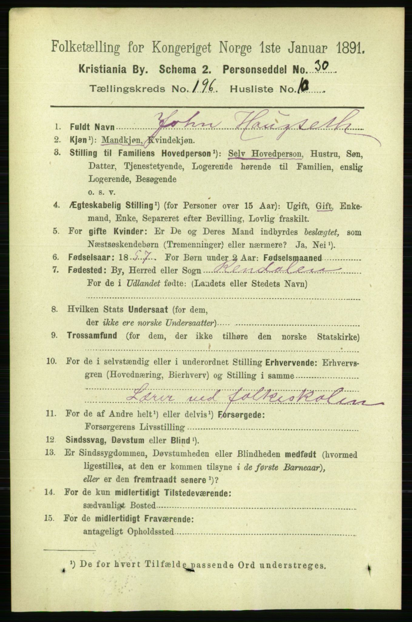 RA, 1891 census for 0301 Kristiania, 1891, p. 118727