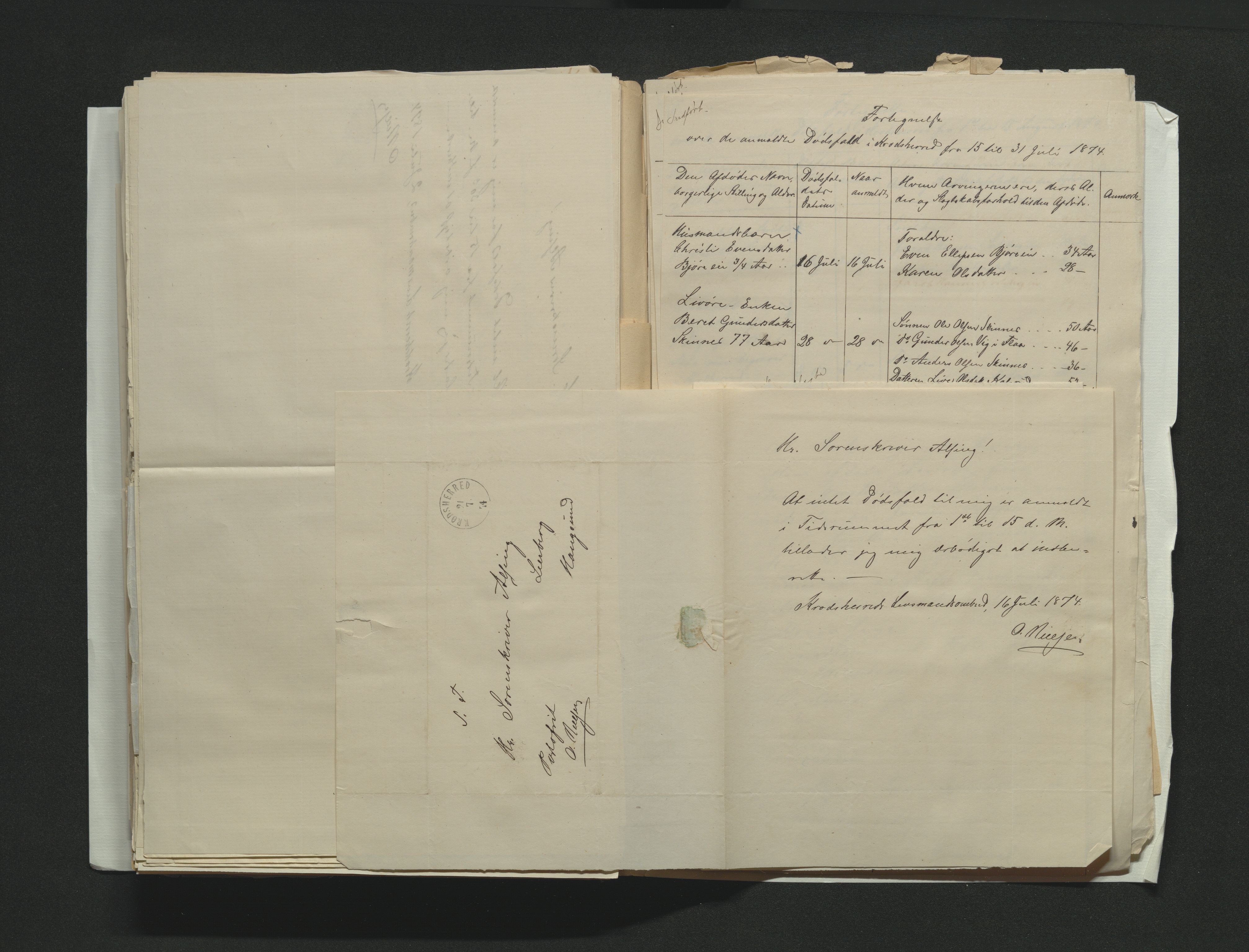 Eiker, Modum og Sigdal sorenskriveri, AV/SAKO-A-123/H/Ha/Hab/L0014: Dødsfallsmeldinger, 1874-1877, p. 158