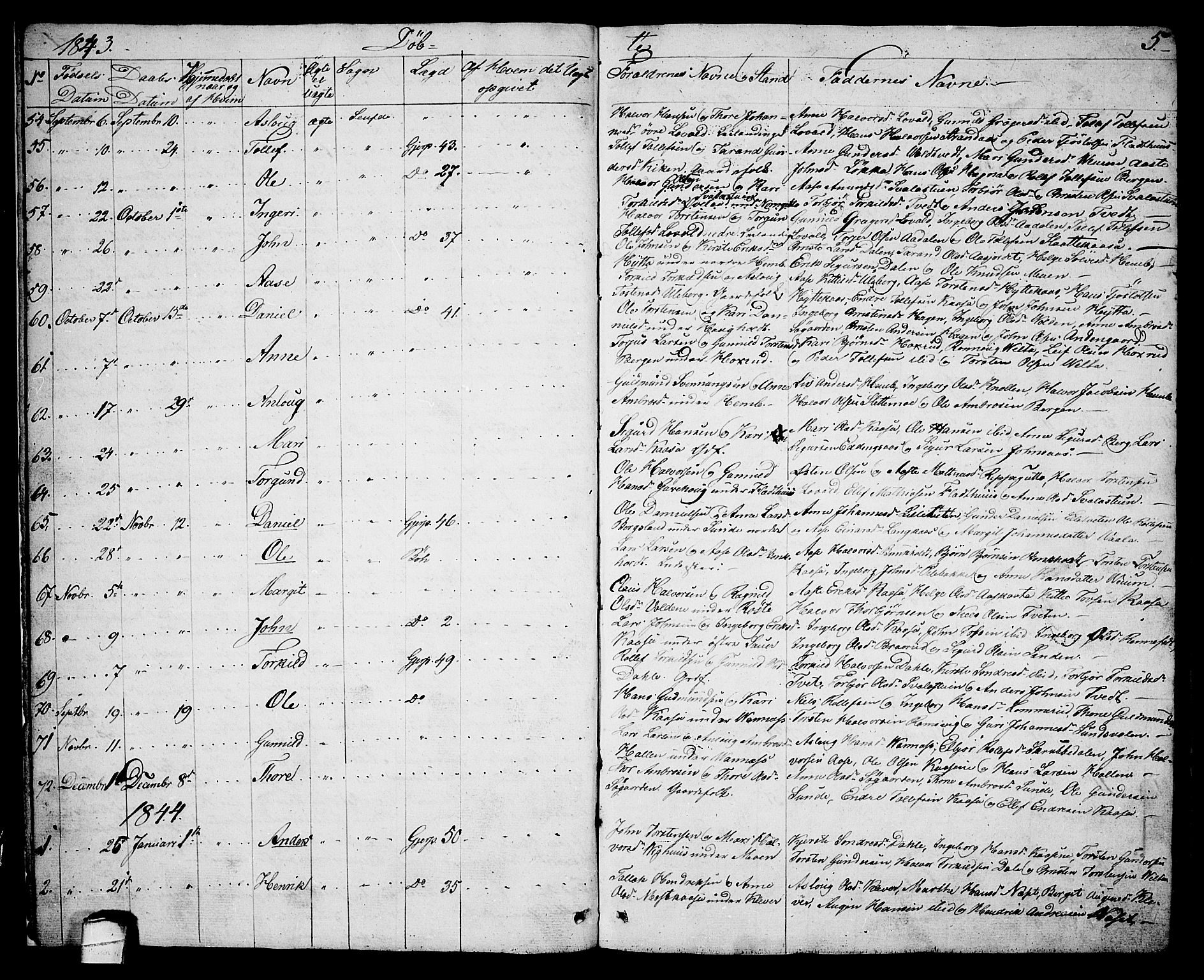 Sauherad kirkebøker, AV/SAKO-A-298/G/Ga/L0002: Parish register (copy) no. I 2, 1842-1866, p. 5