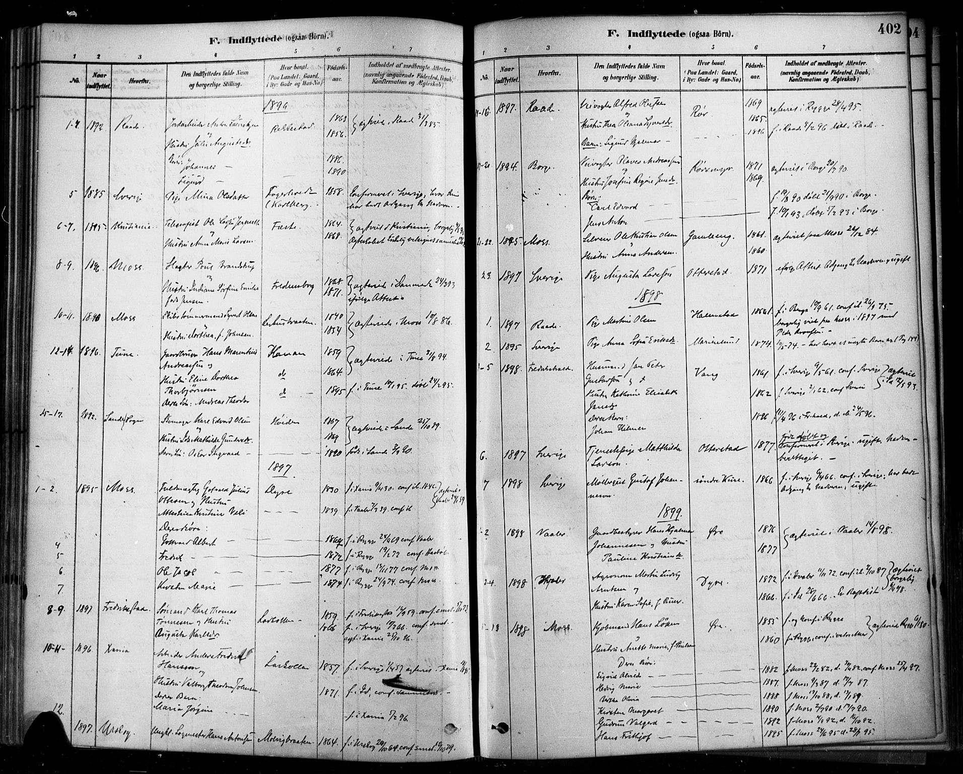 Rygge prestekontor Kirkebøker, AV/SAO-A-10084b/F/Fa/L0007: Parish register (official) no. 7, 1878-1904, p. 402