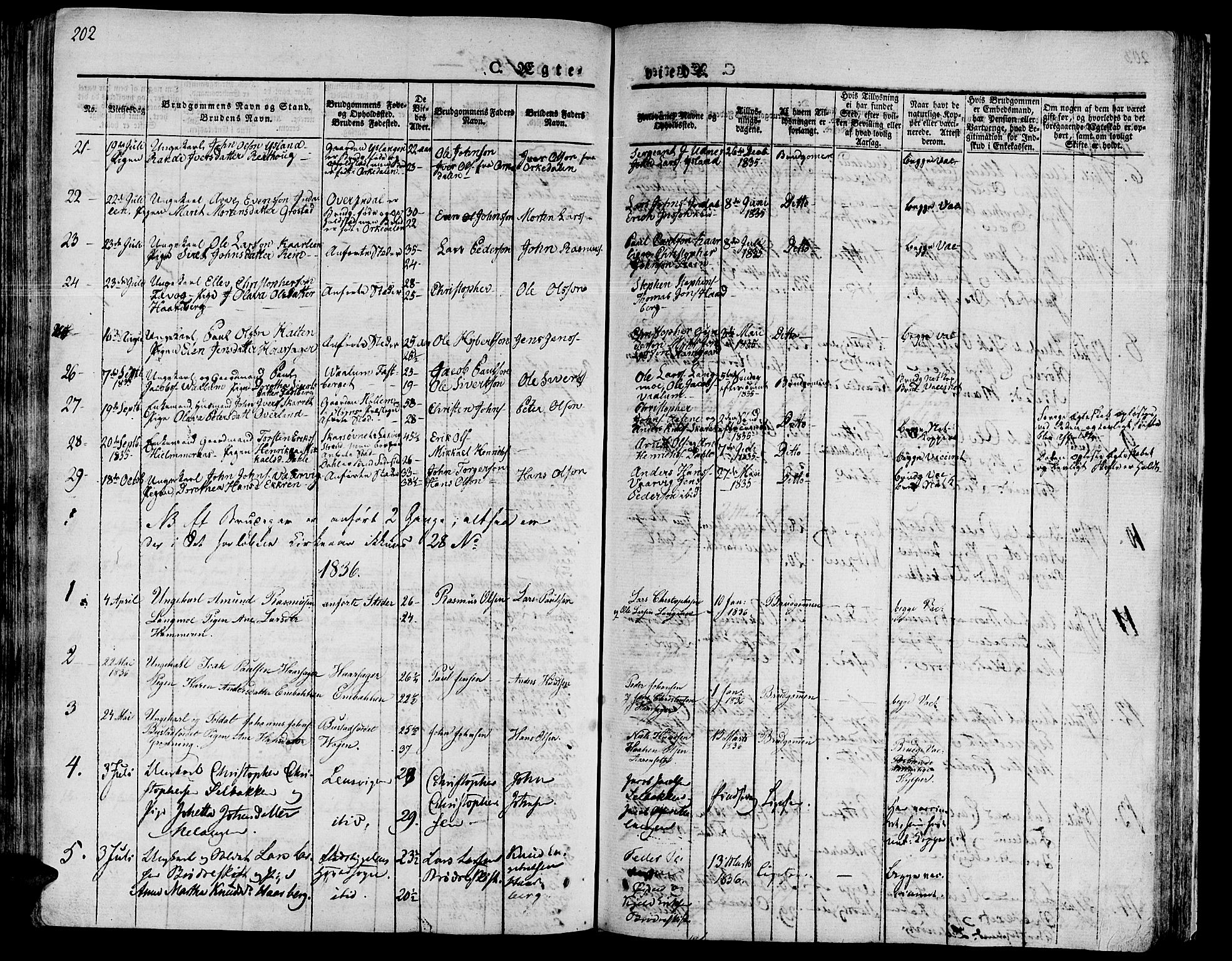 Ministerialprotokoller, klokkerbøker og fødselsregistre - Sør-Trøndelag, SAT/A-1456/646/L0609: Parish register (official) no. 646A07, 1826-1838, p. 202