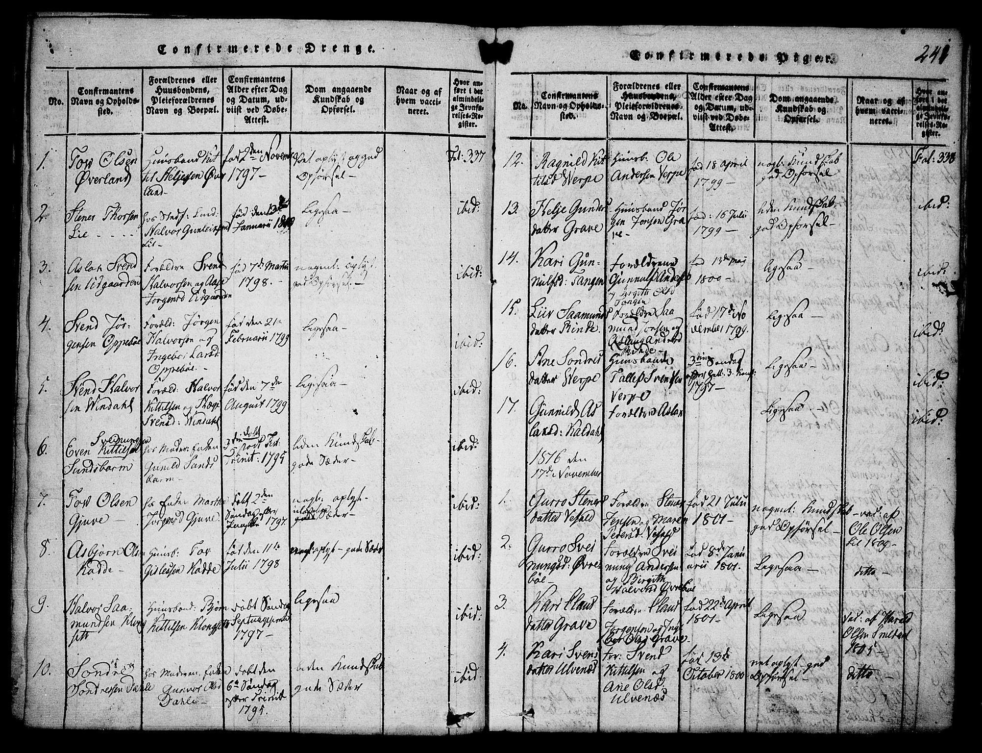 Seljord kirkebøker, SAKO/A-20/F/Fa/L0010: Parish register (official) no. I 10, 1815-1831, p. 241