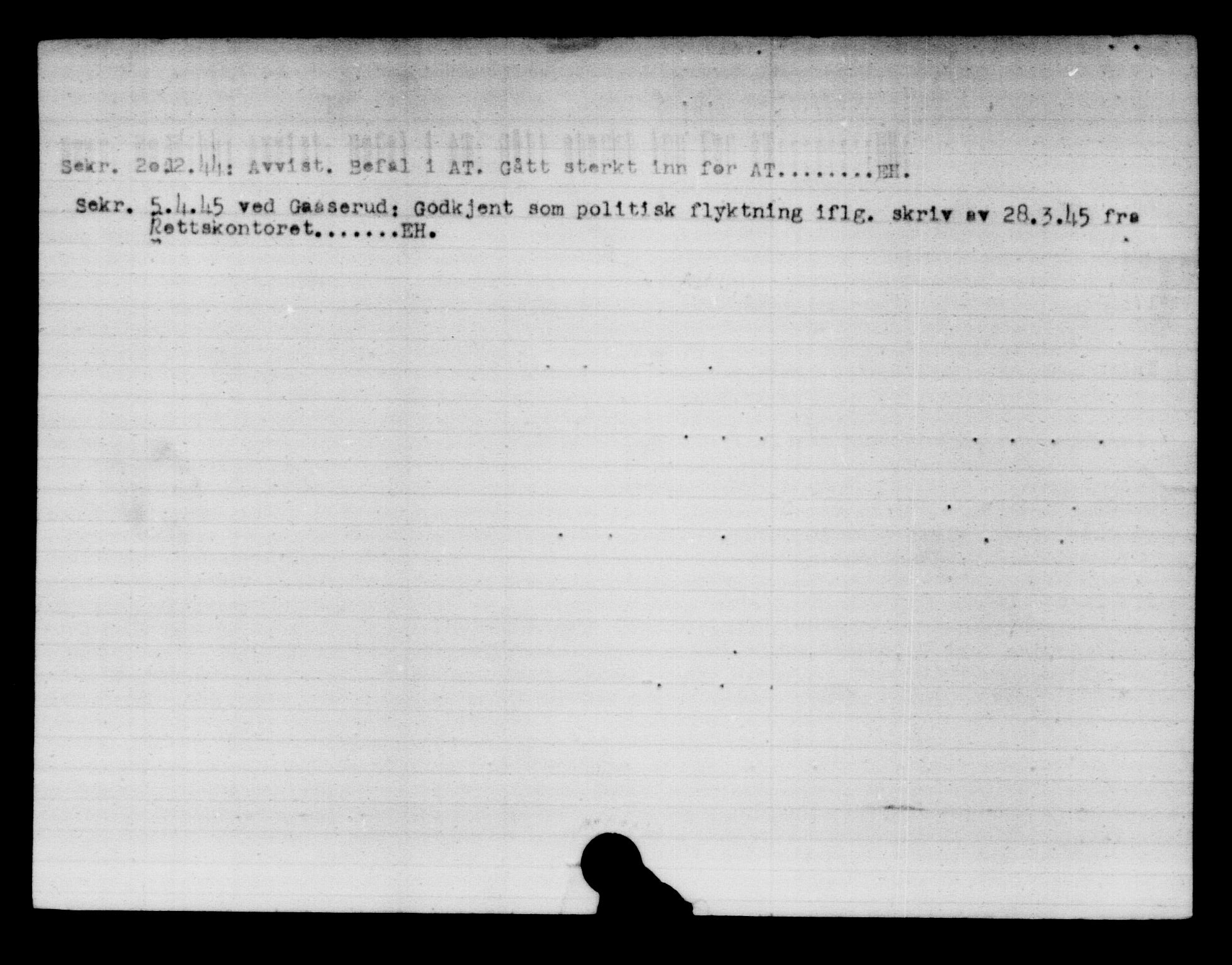 Utenriksstasjonene, Legasjonen i Stockholm, Flyktningkontoret, AV/RA-S-6753/V/Va/L0015: Kjesäterkartoteket, flyktninger med registreringsnr. 37800-40770, 1940-1945, p. 1274