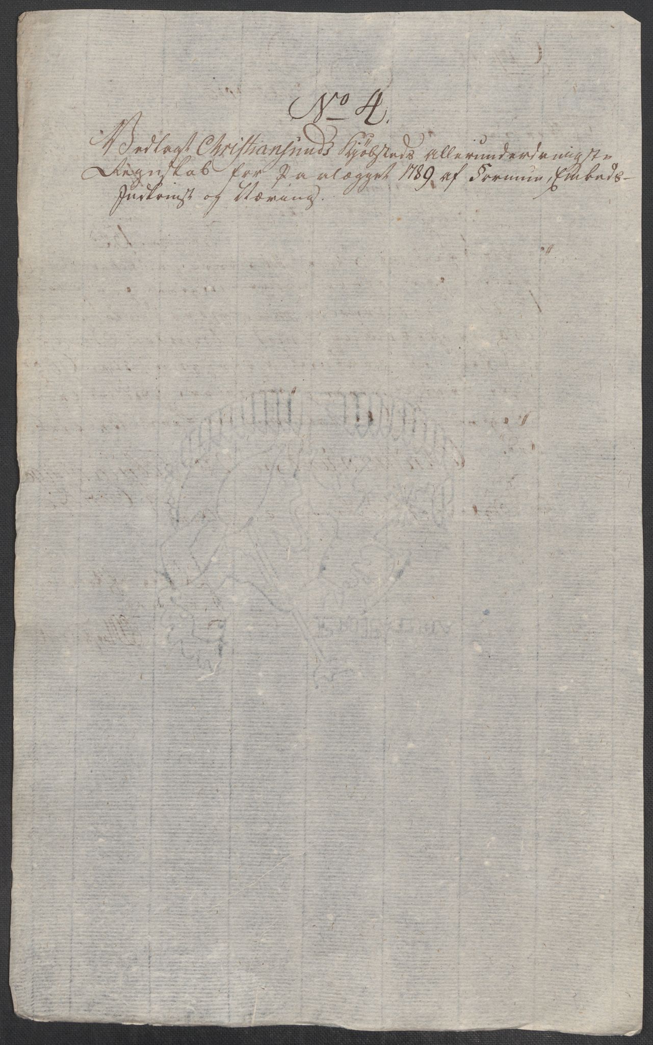 Rentekammeret inntil 1814, Reviderte regnskaper, Mindre regnskaper, AV/RA-EA-4068/Rf/Rfe/L0008: Kristiansand. Kristiansund. Fredrikshald (Halden), 1789, p. 130