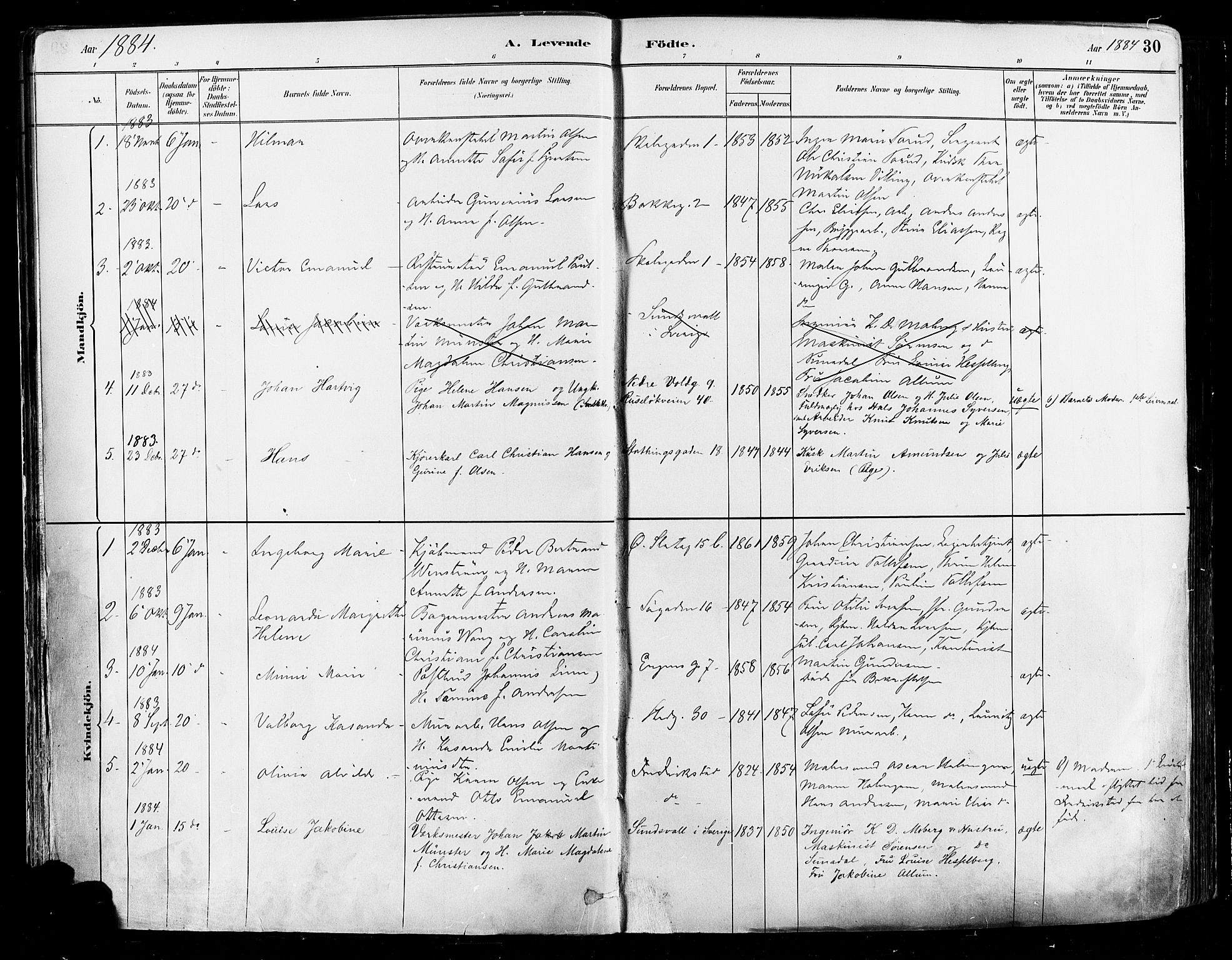 Johannes prestekontor Kirkebøker, SAO/A-10852/F/Fa/L0003: Parish register (official) no. 3, 1882-1896, p. 30