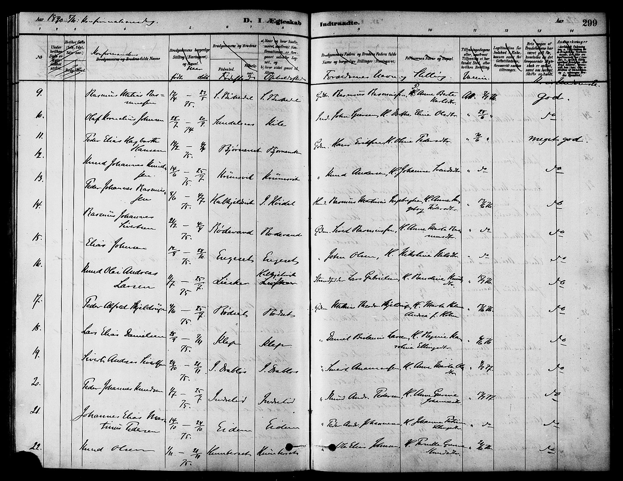 Ministerialprotokoller, klokkerbøker og fødselsregistre - Møre og Romsdal, AV/SAT-A-1454/511/L0141: Parish register (official) no. 511A08, 1878-1890, p. 299