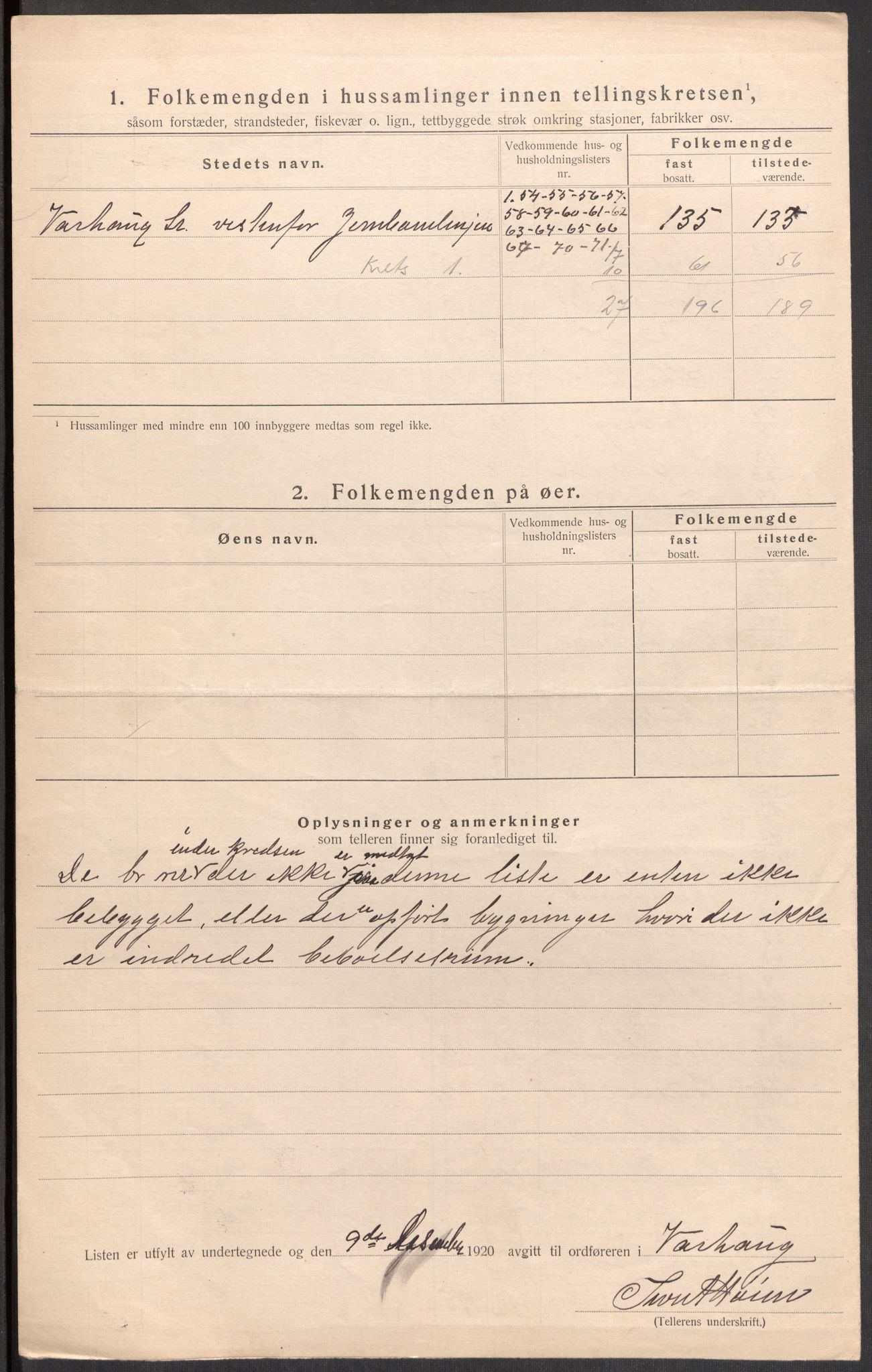 SAST, 1920 census for Varhaug, 1920, p. 12