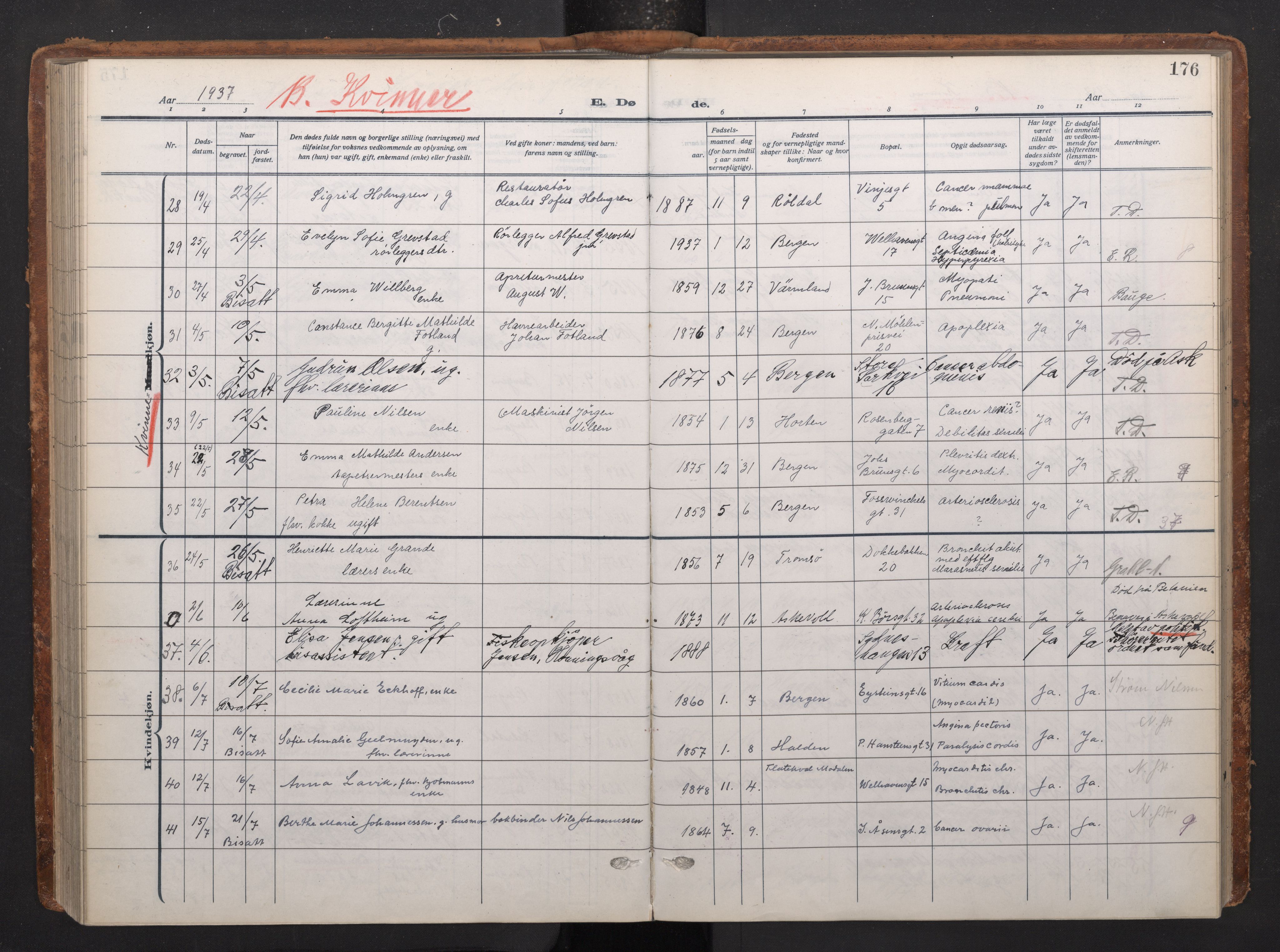Johanneskirken sokneprestembete, AV/SAB-A-76001/H/Haa/L0020: Parish register (official) no. E 2, 1916-1951, p. 176
