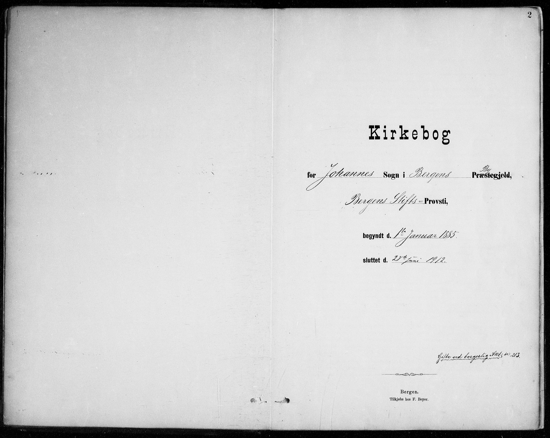 Johanneskirken sokneprestembete, SAB/A-76001/H/Haa/L0012: Parish register (official) no. D 1, 1885-1912, p. 2