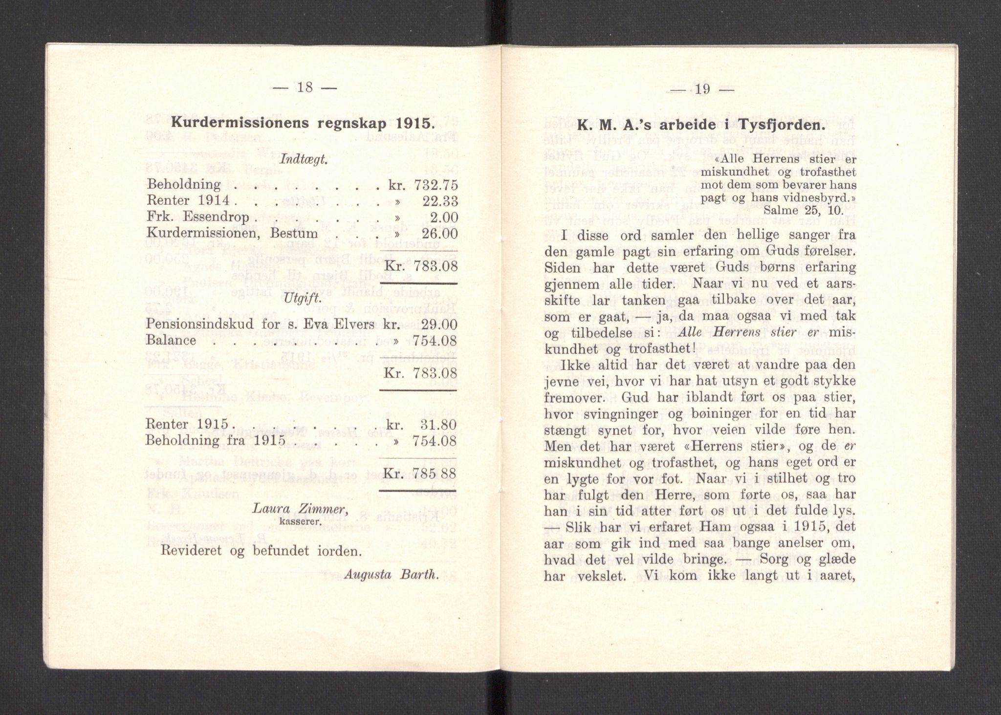 Kvinnelige Misjonsarbeidere, AV/RA-PA-0699/F/Fa/L0001/0007: -- / Årsmeldinger, trykte, 1906-1915