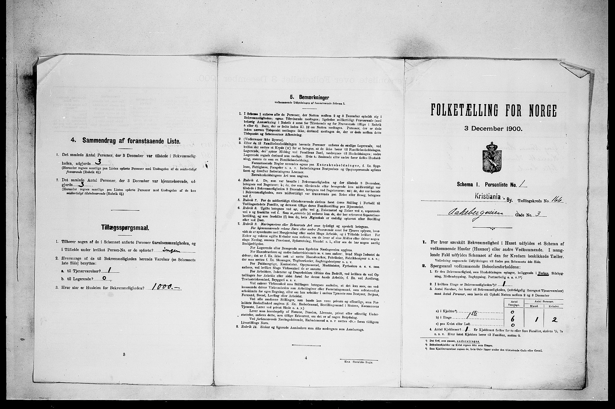 SAO, 1900 census for Kristiania, 1900, p. 13