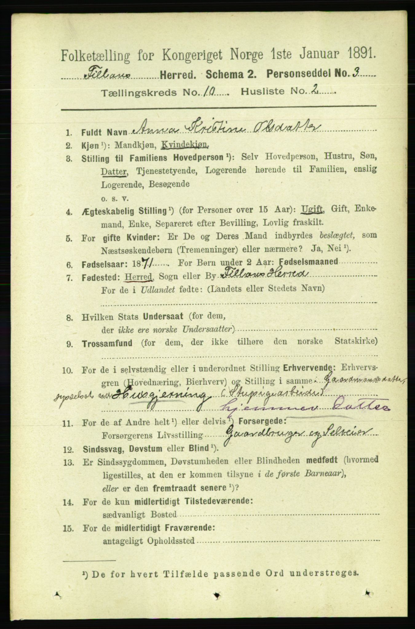 RA, 1891 census for 1616 Fillan, 1891, p. 2648