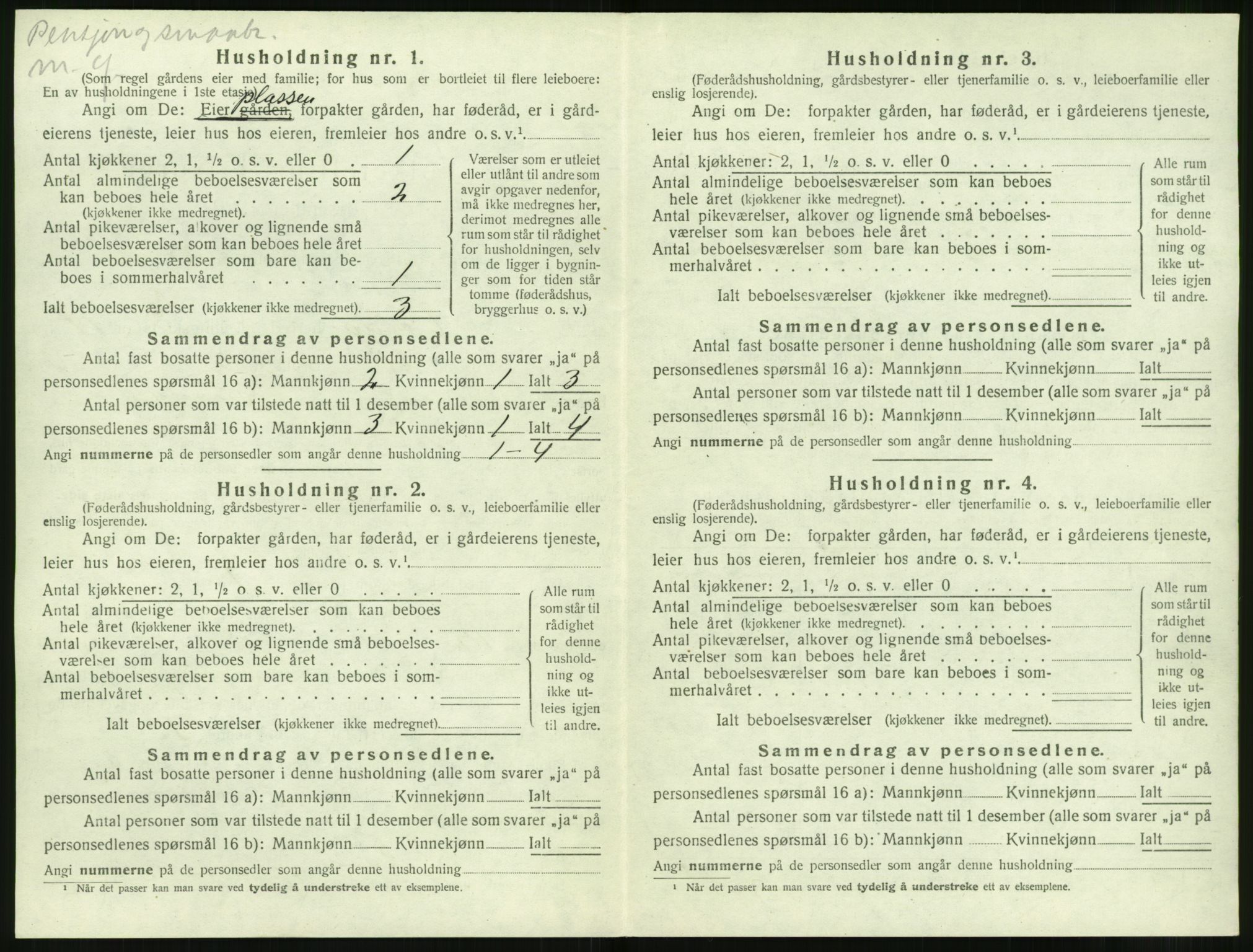 SAT, 1920 census for Volda, 1920, p. 1143